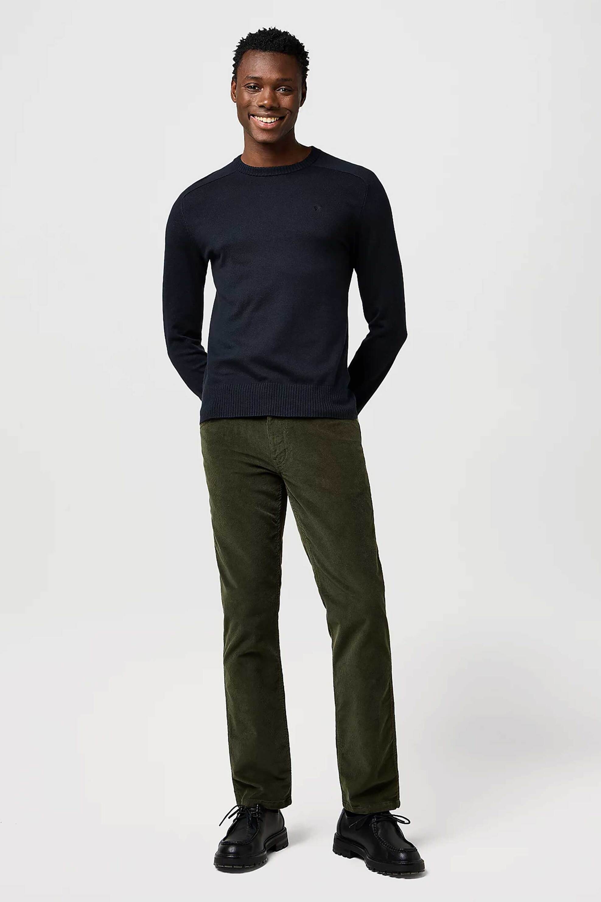 WRANGLER Wrangler® ανδρικό κοτλέ παντελόνι πεντάτσεπο Straight Fit "Greensboro" - 112371011 Κυπαρισσί