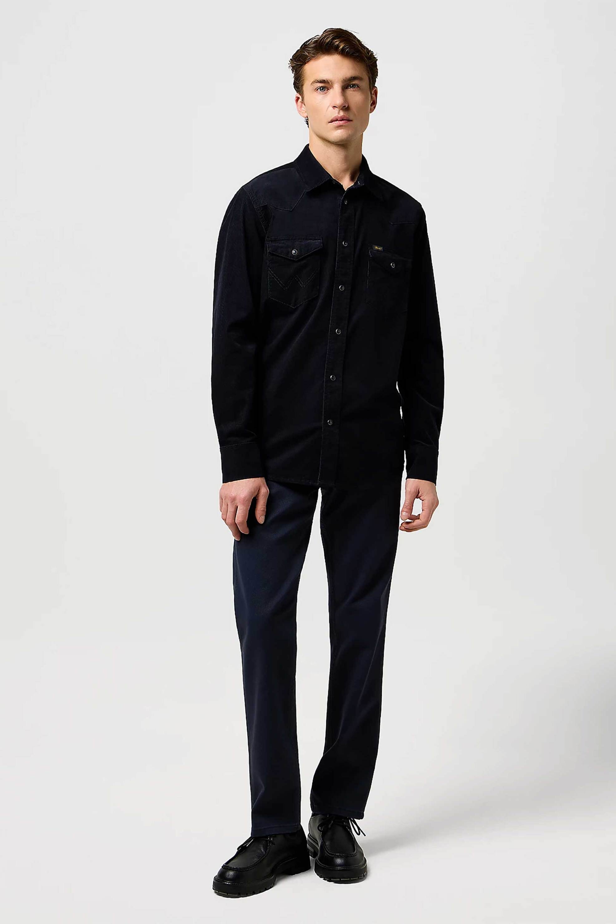 Wrangler® ανδρικό κοτλέ πουκάμισο με τσέπες Regular Fit "Western" - 112371429 Μαύρο φωτογραφία