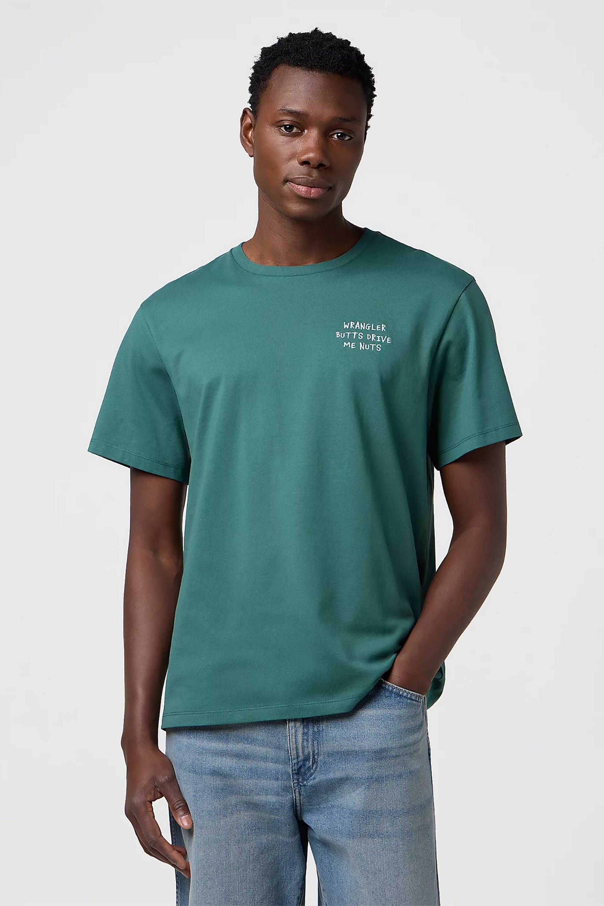 WRANGLER Wrangler® ανδρικό T-shirt με κεντημένο lettering Relaxed Fit - 112371491 Πράσινο