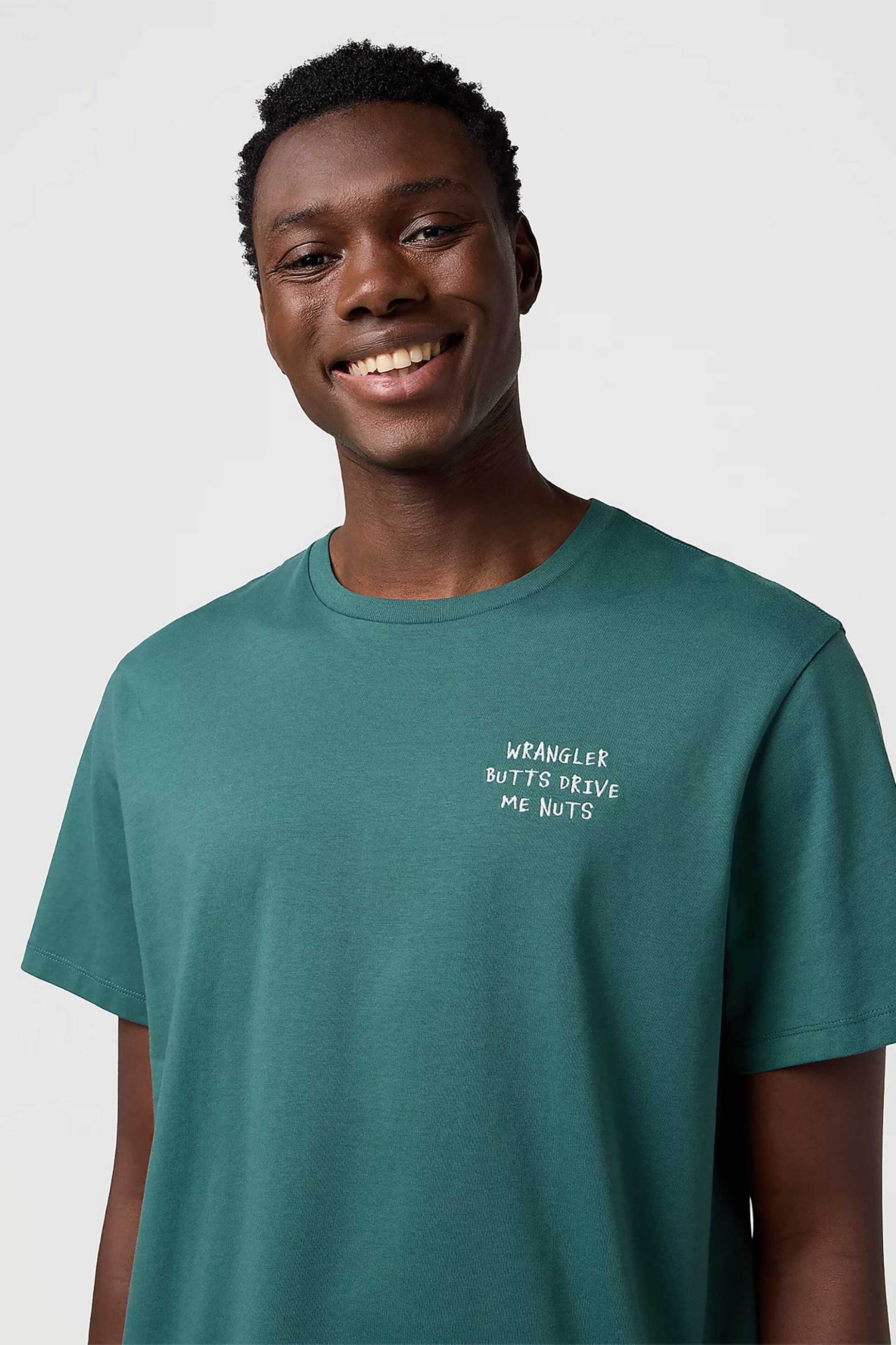 Wrangler® ανδρικό T-shirt με κεντημένο lettering Relaxed Fit - 112371491 Πράσινο φωτογραφία