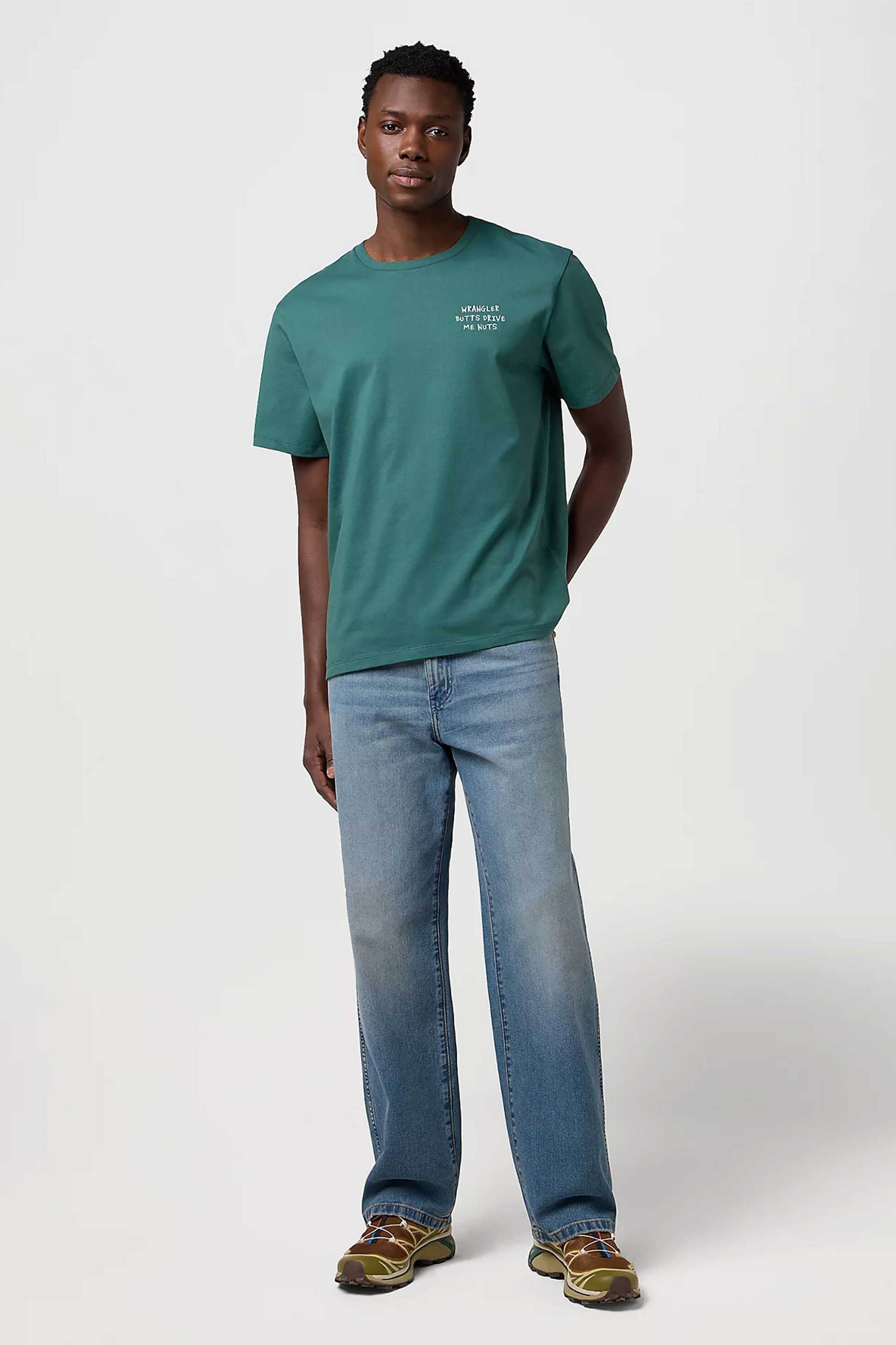 Wrangler® ανδρικό T-shirt με κεντημένο lettering Relaxed Fit - 112371491 Πράσινο φωτογραφία