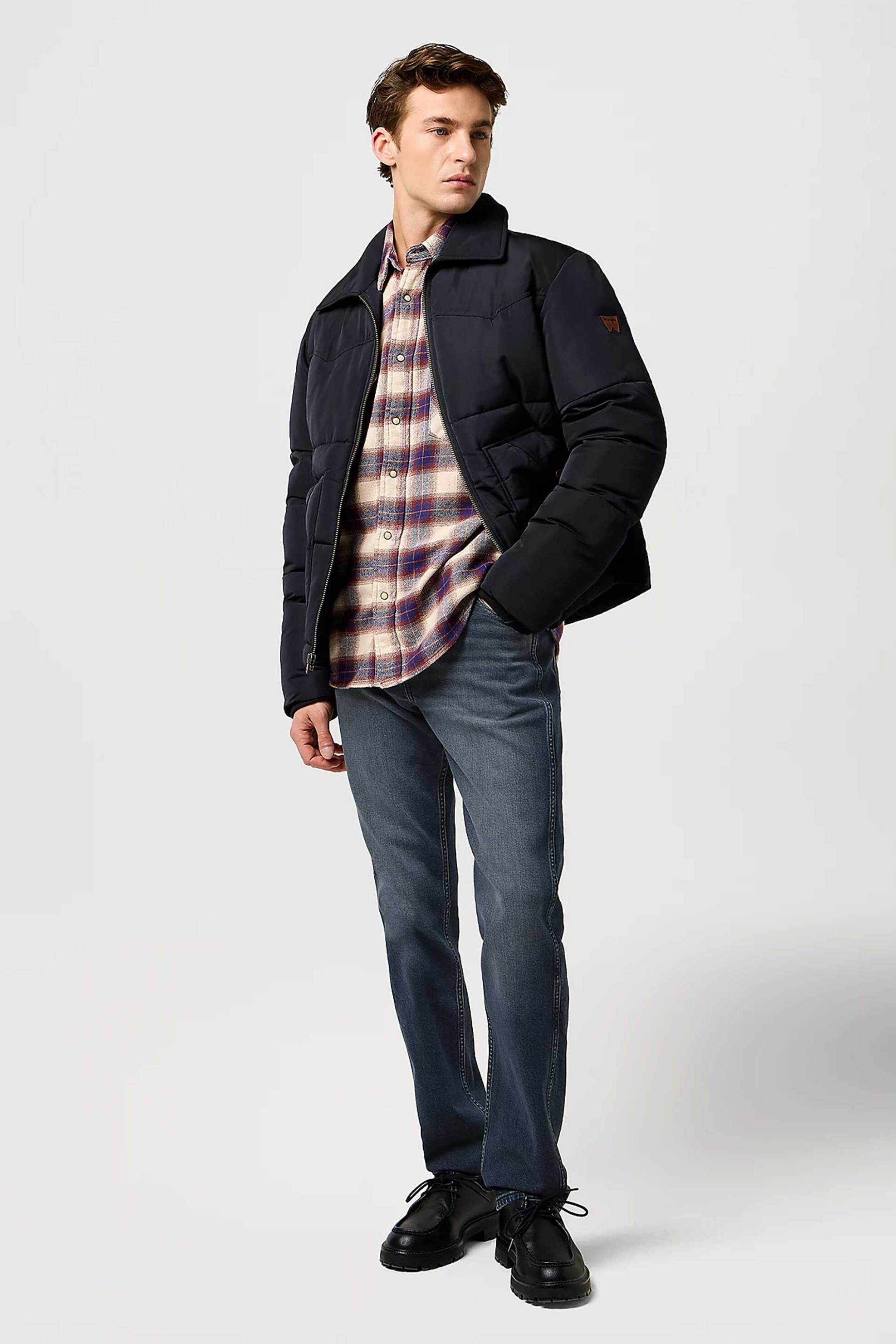 WRANGLER Wrangler® ανδρικό τζιν παντελόνι πεντάτσεπο Straight Fit "Greensboro" - 112370847 Denim Blue Σκούρο