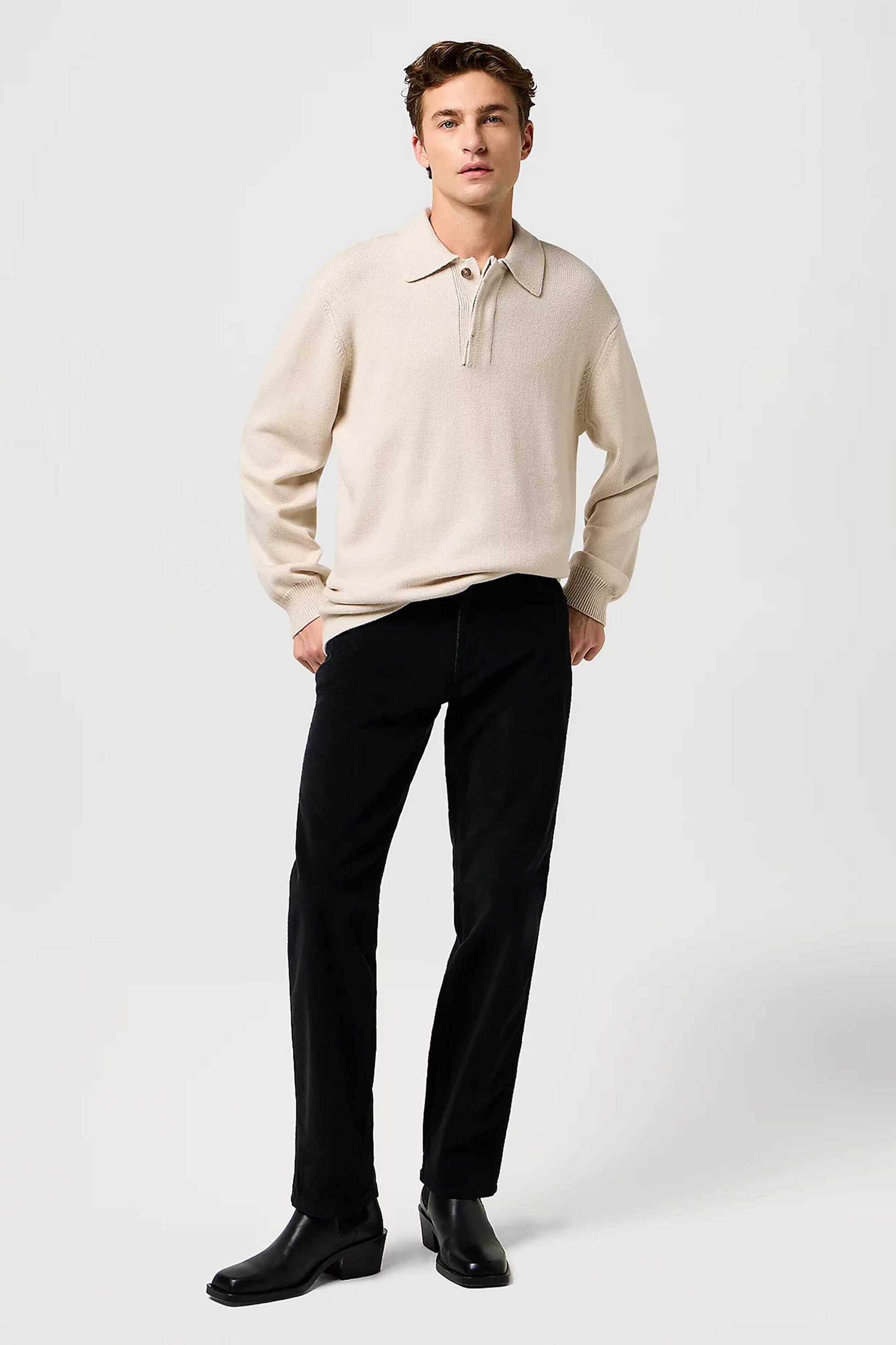 WRANGLER Wrangler® ανδρικό κοτλέ παντελόνι πεντάτσεπο Straight Fit "Texas" - 112370852 Μαύρο