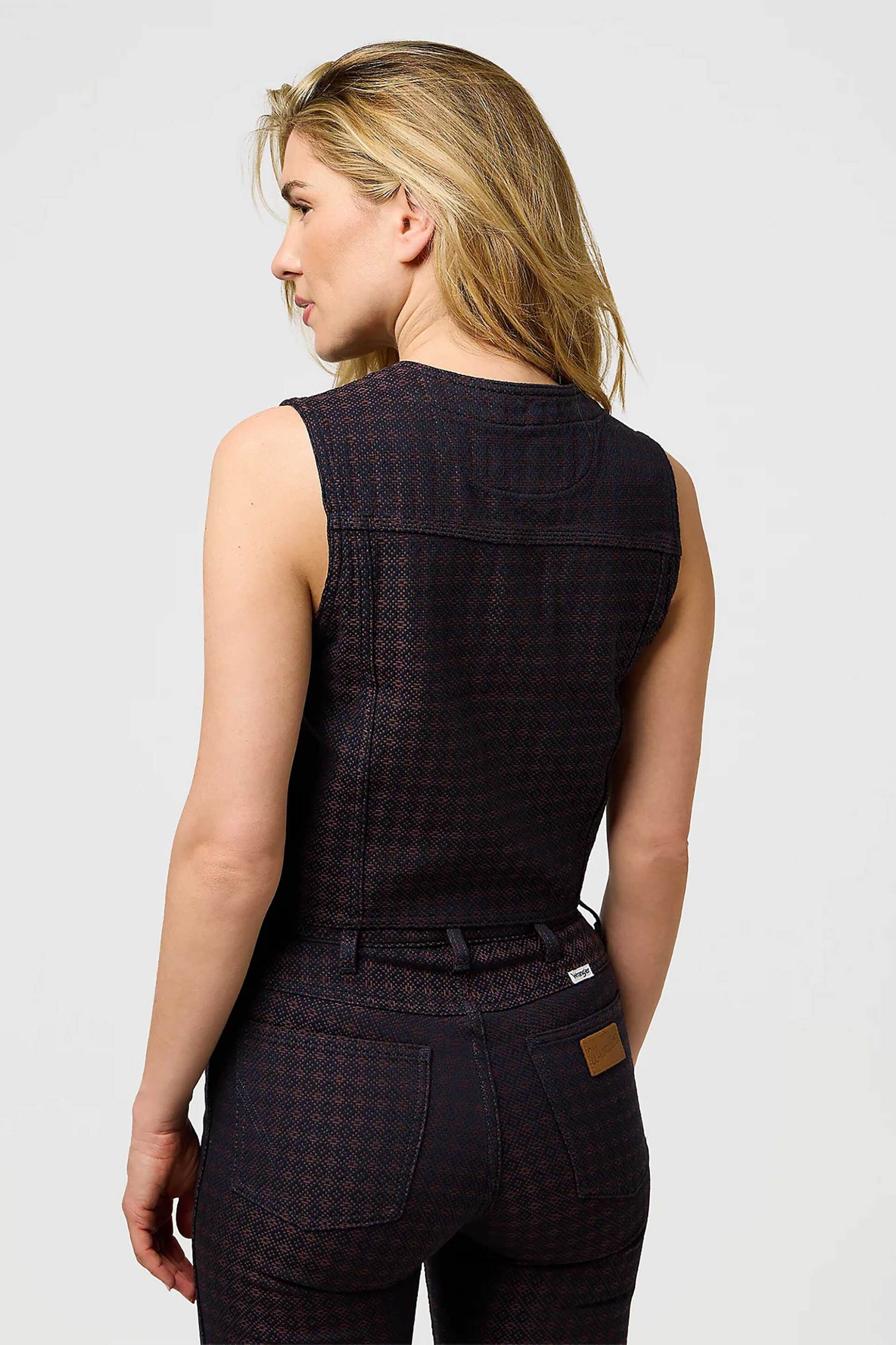 Wrangler® γυναικείο γιλέκο με σχέδιο και V Regular Fit - 112371600 Καφέ Σκούρο φωτογραφία