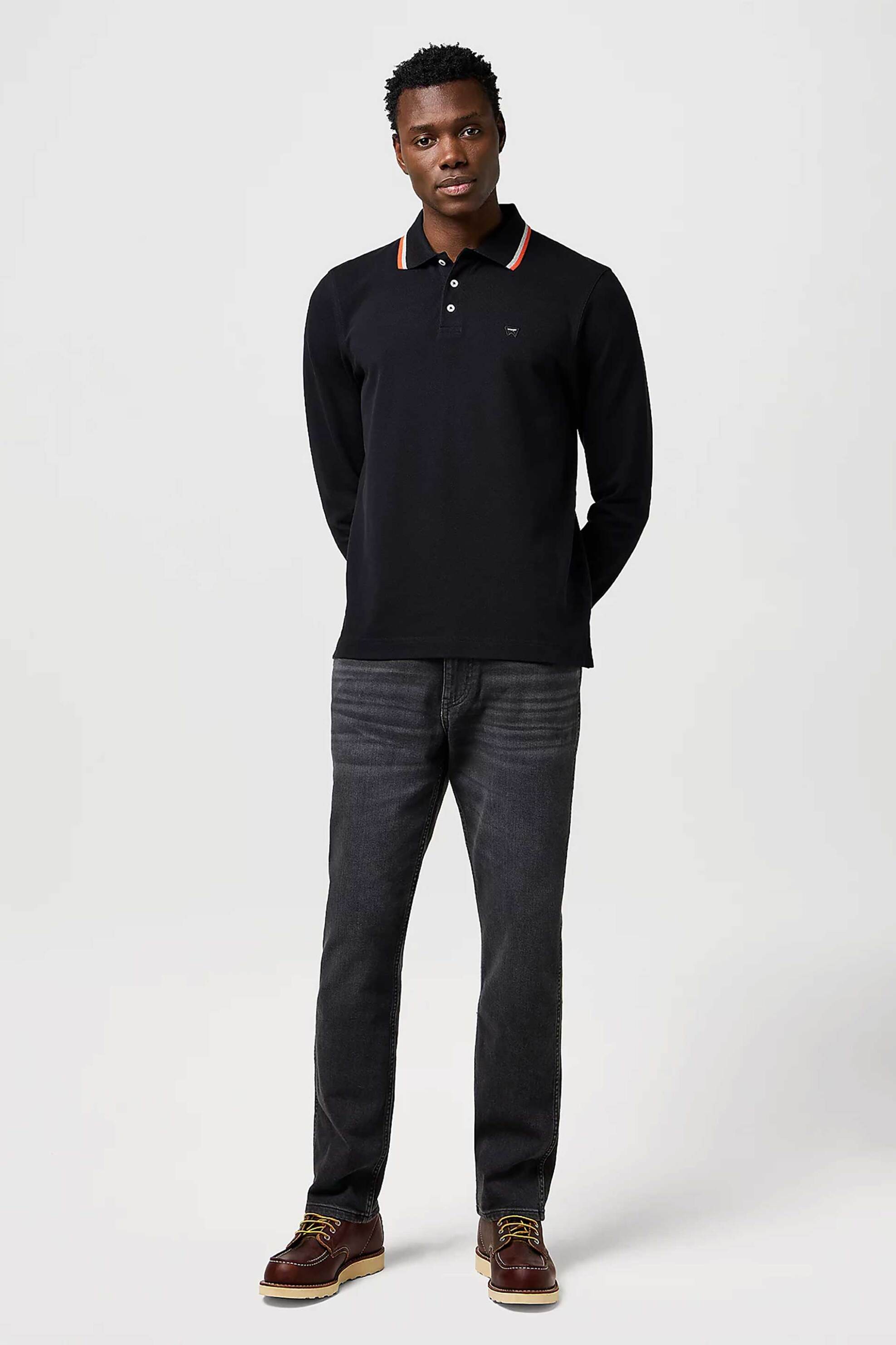 Ανδρικά τζιν (jeans) straight fit wrangler σε μαυρο