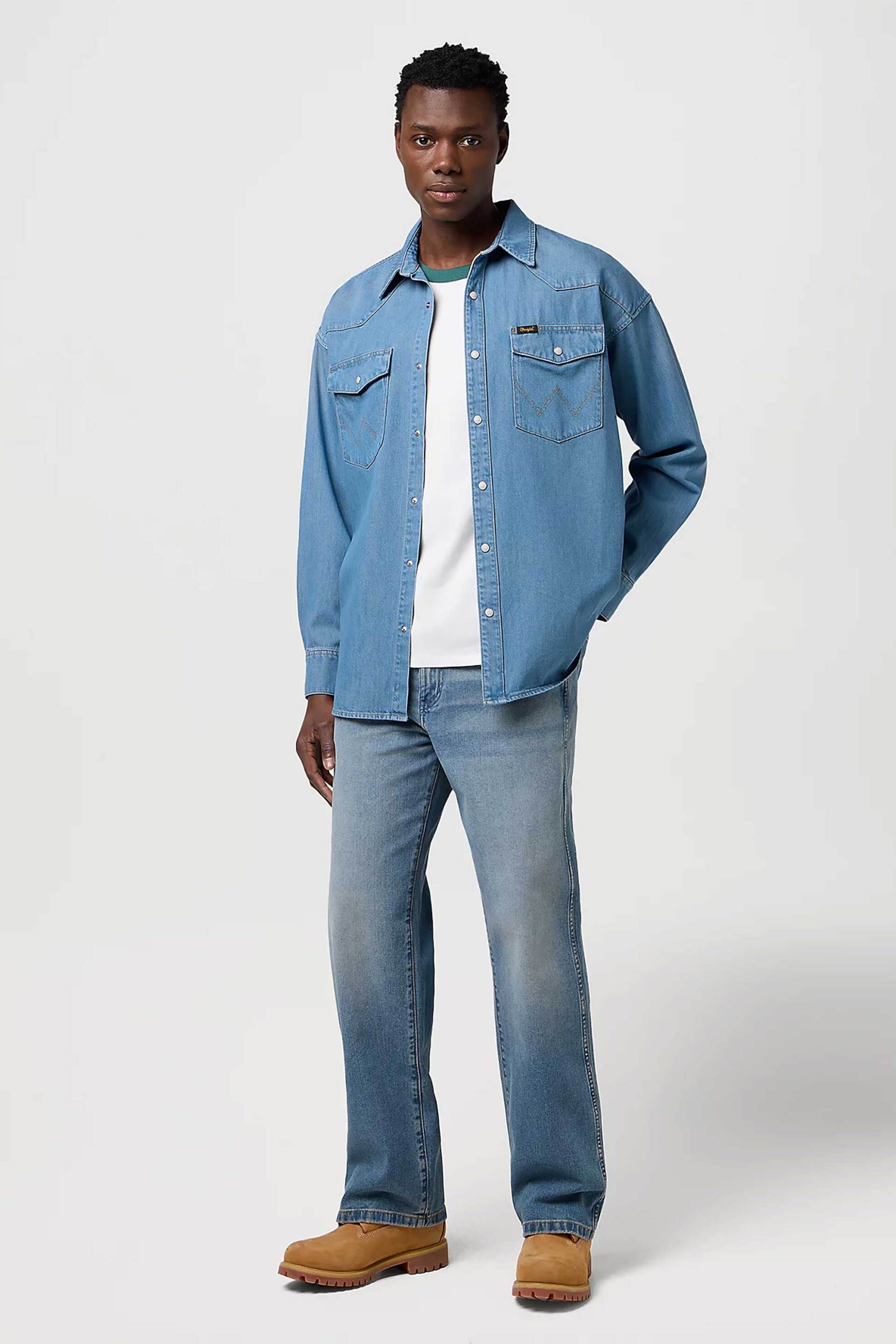 WRANGLER Wrangler® ανδρικό τζιν παντελόνι πεντάτσεπο Loose Straight Fit "90's" - 112371019 Denim Blue