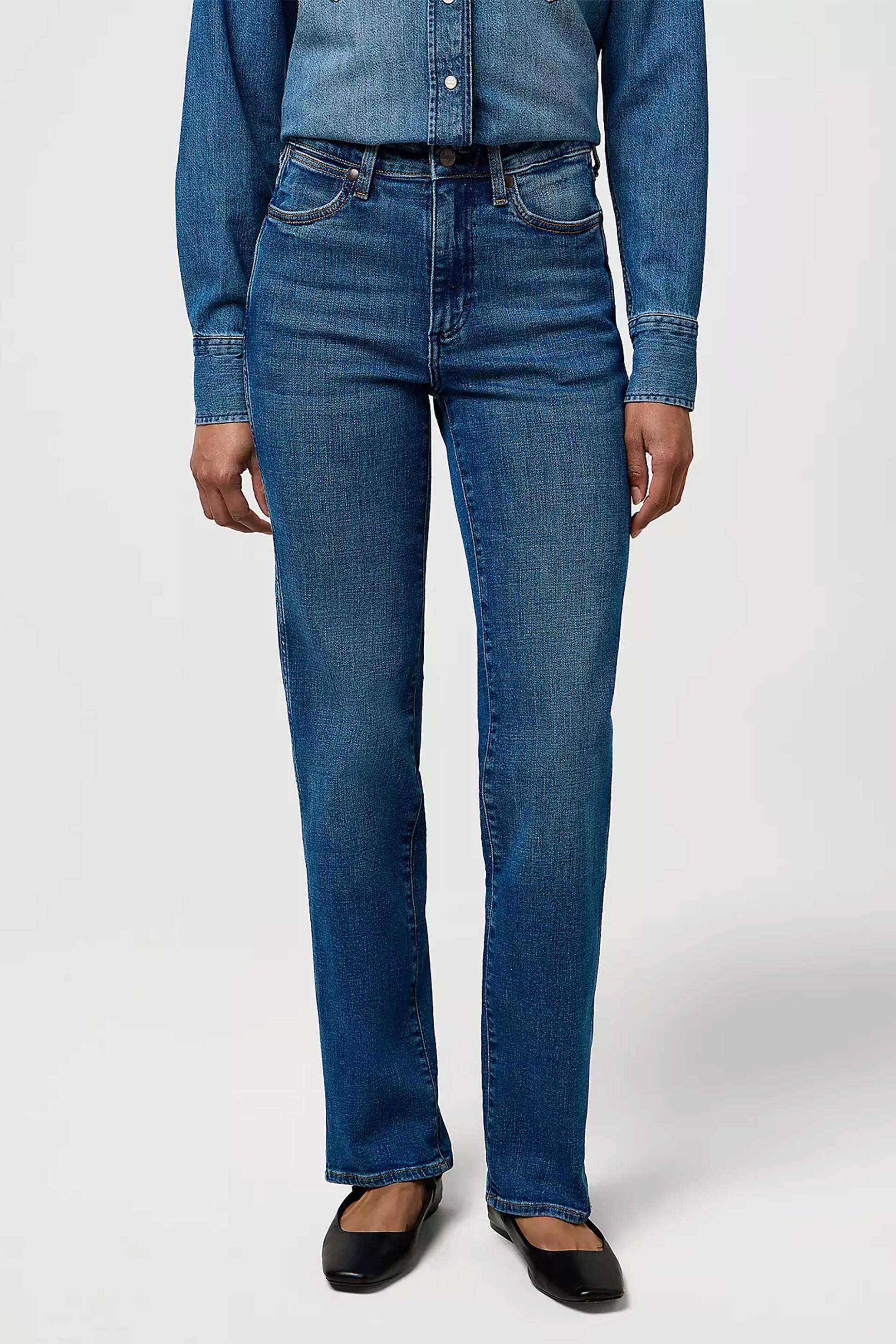 Wrangler® γυναικείο τζιν παντελόνι πεντάτσεπο Straight Fit - 112371166 Denim Blue