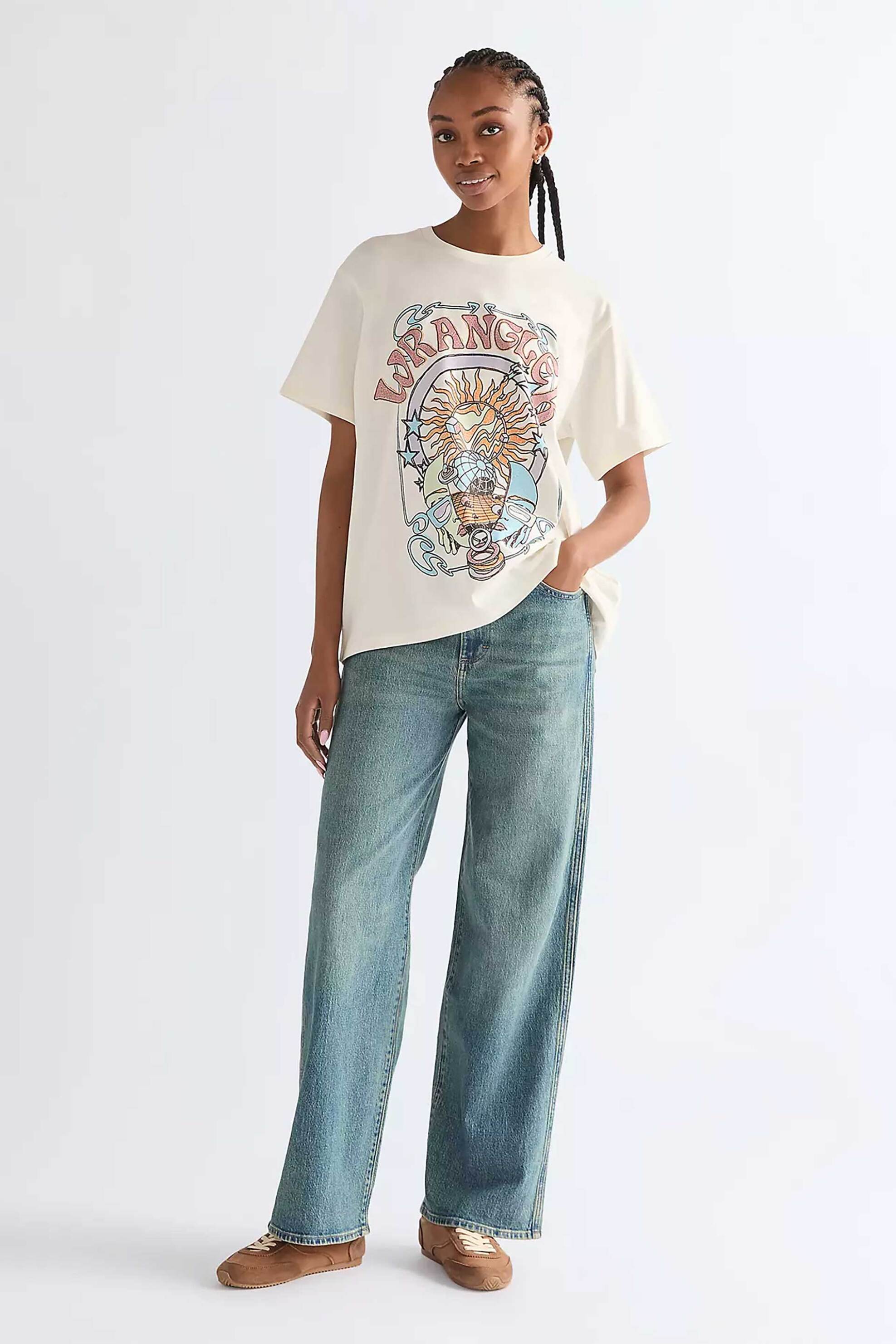 WRANGLER Wrangler® γυναικείο T-shirt με graphic logo print Relaxed Fit "Girlfriend" - 112378022 Λευκό - 3