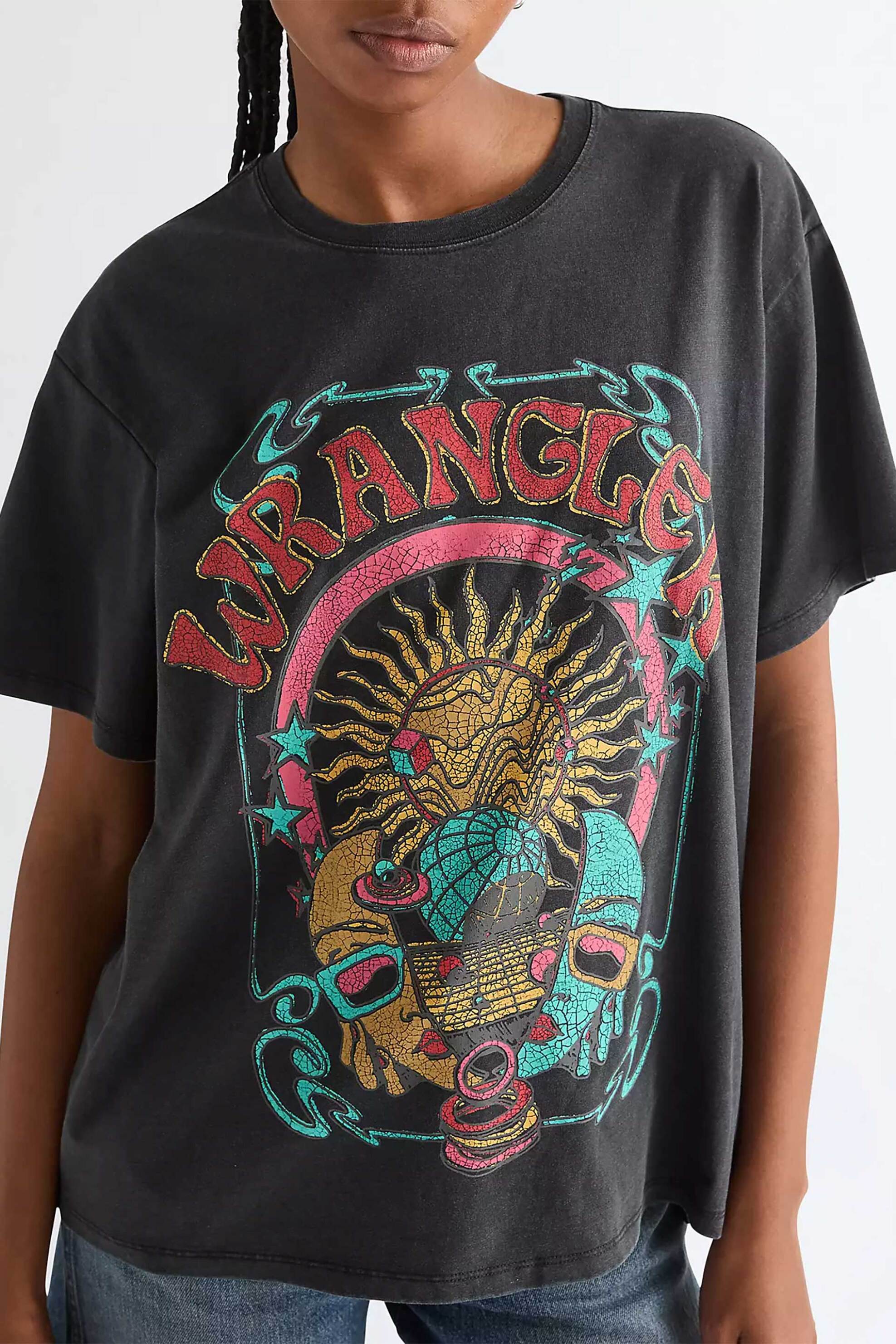 WRANGLER Wrangler® γυναικείο T-shirt με graphic logo print Relaxed Fit "Girlfriend" - 112378023 Ανθρακί - 2