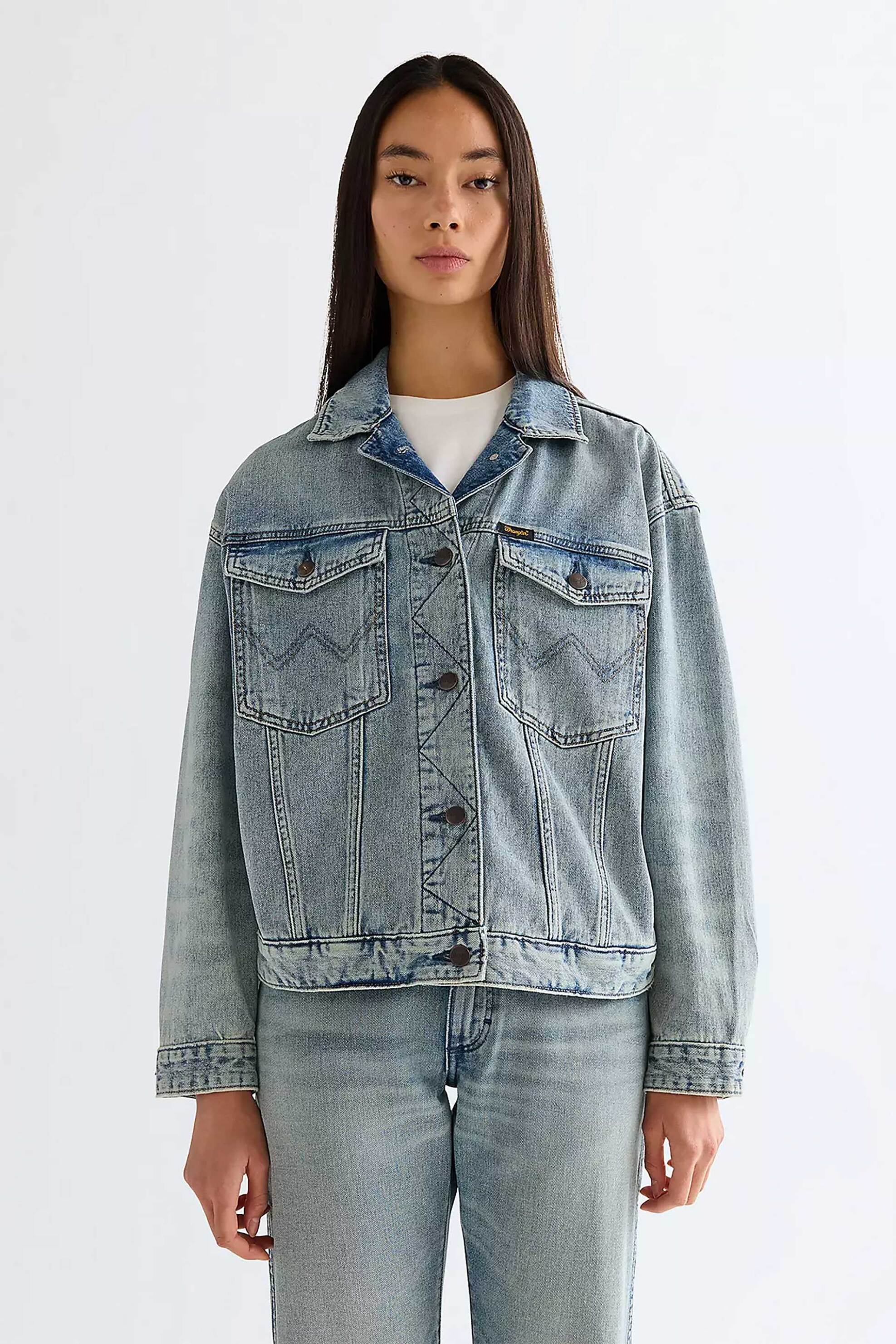 Wrangler® γυναικείο denim jacket Relaxed Fit "Cowgirl" - 112378131 Denim Blue Ανοιχτό