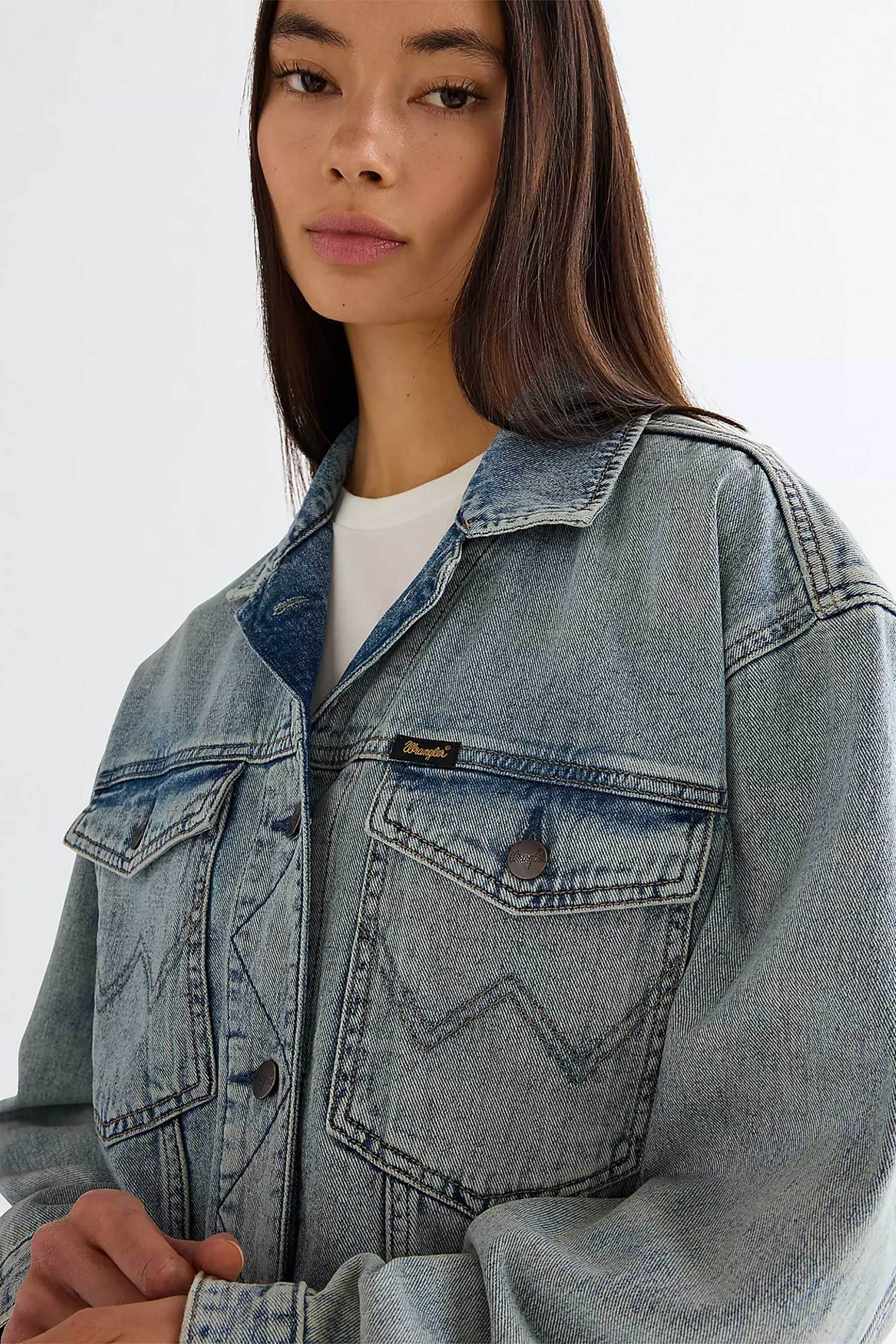 Wrangler® γυναικείο denim jacket Relaxed Fit "Cowgirl" - 112378131 Denim Blue Ανοιχτό φωτογραφία