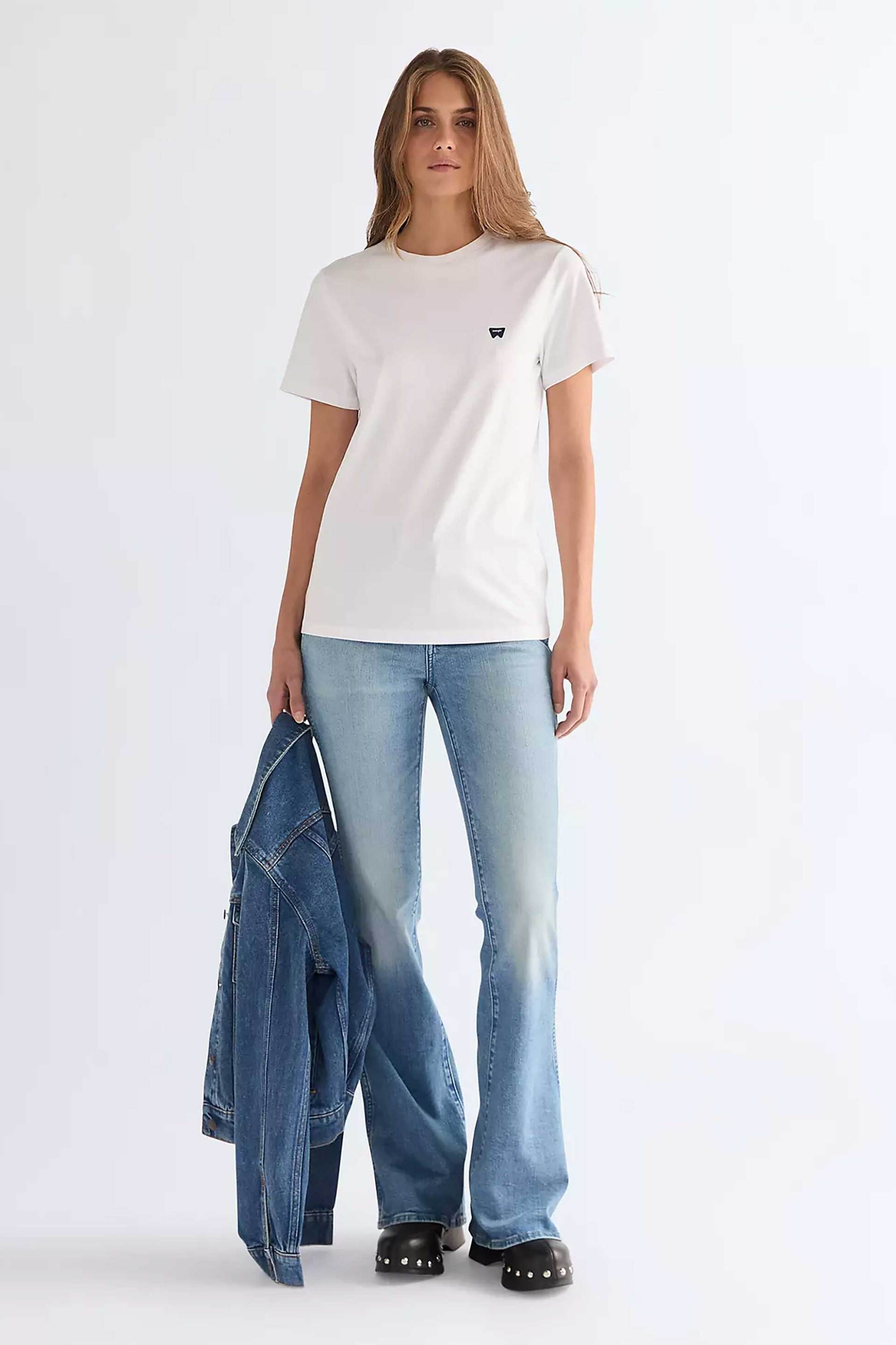 Wrangler® γυναικείο τζιν παντελόνι πεντάτσεπο Flared Fit "Montana" - 112378170 Denim Blue Ανοιχτό