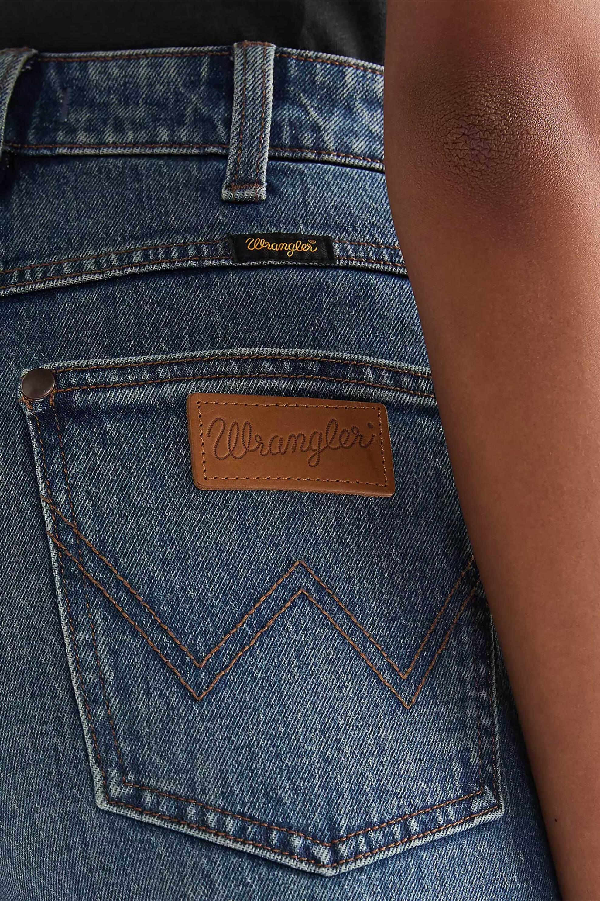 Wrangler Γυναικείο Ψηλόμεσο Denim Σορτς Πεντάτσεπο Relaxed Fit Cowboy (5 ) - 112378216 Blue