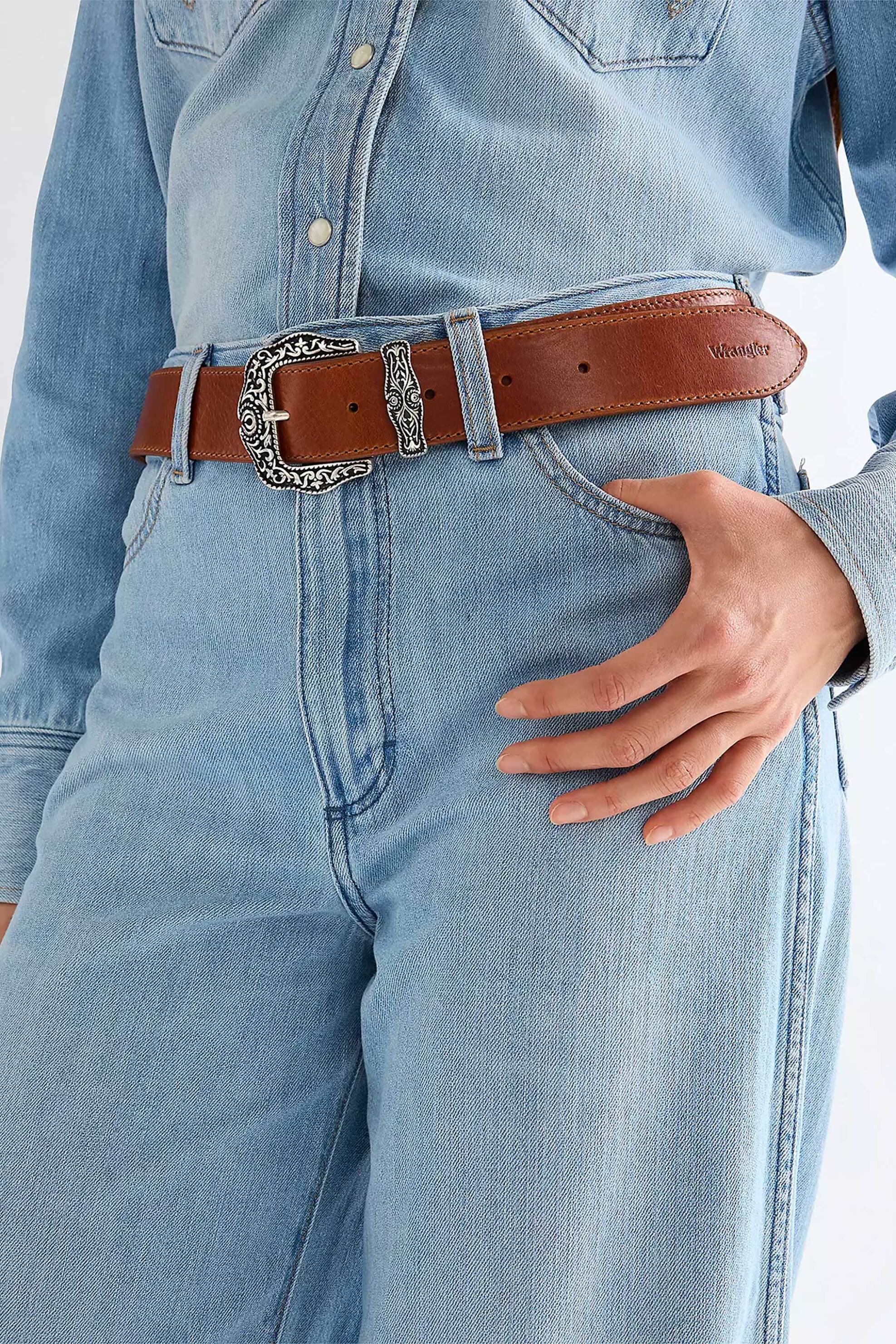 Wrangler® γυναικεία δερμάτινη ζώνη με μεταλλική αγκράφα 