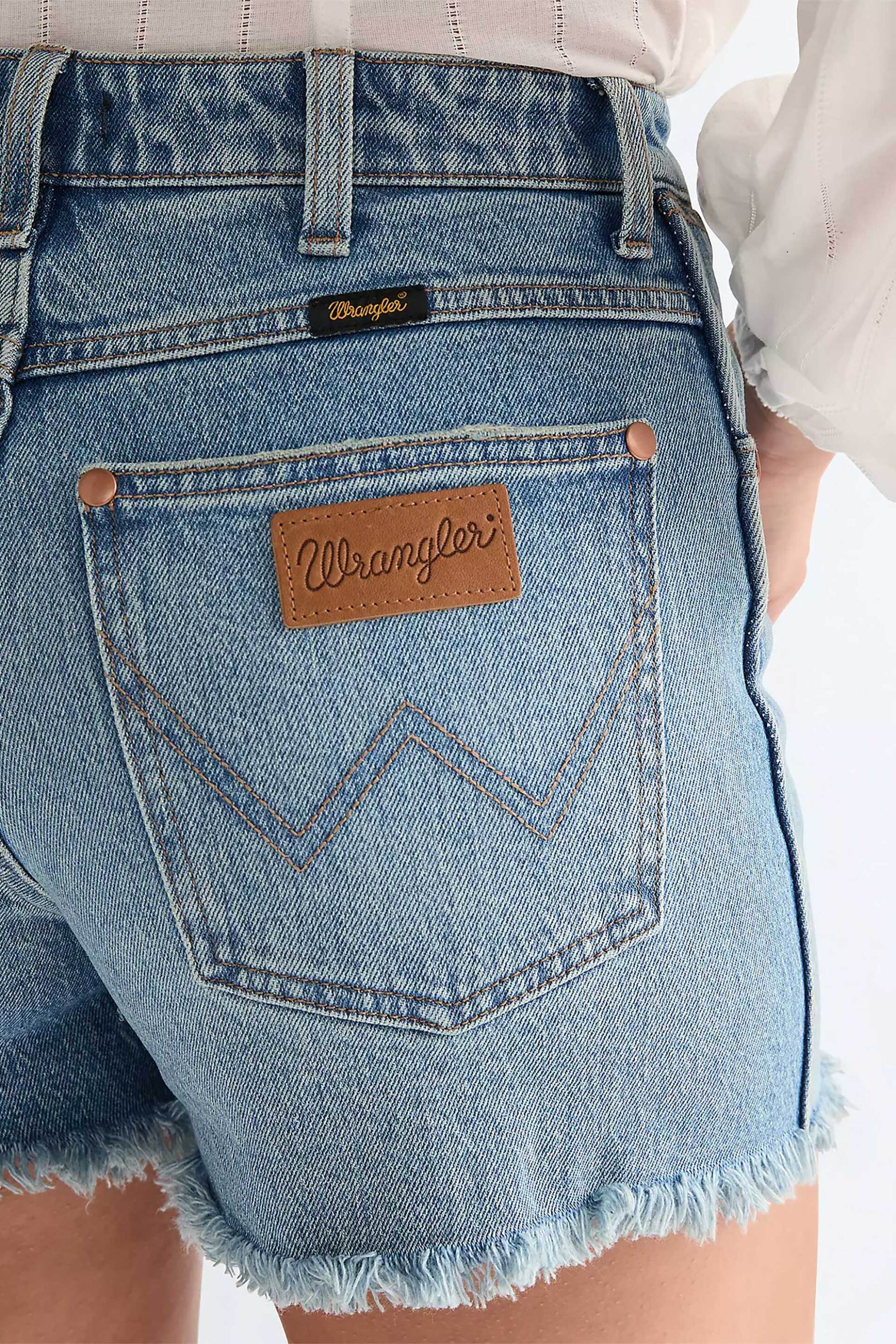 Wrangler Γυναικείο Ψηλόμεσο Denim Σορτς Πεντάτσεπο Relaxed Fit Cowboy (3 ) - 112378210 Blue Ανοιχτό