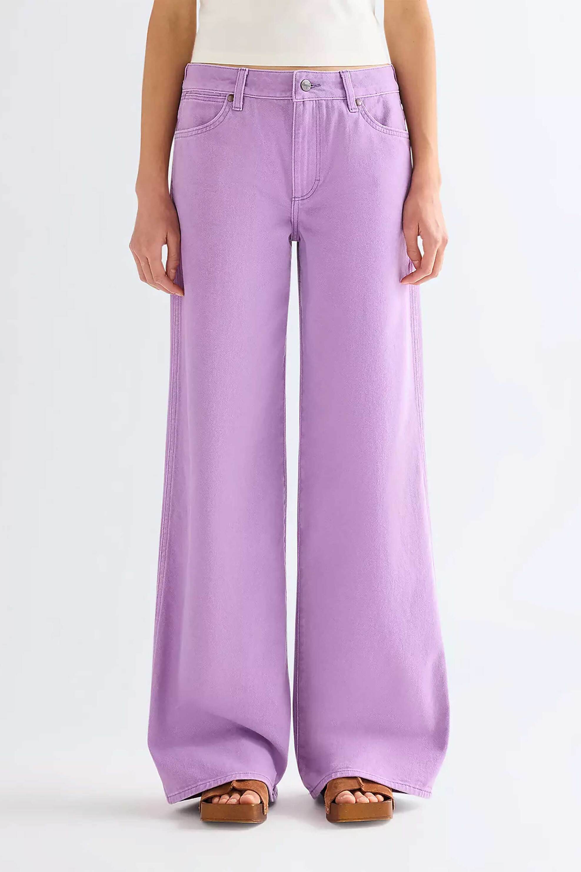Wrangler® γυναικείο τζιν παντελόνι πεντάτσεπο Wide Leg - 112378171 Λιλά