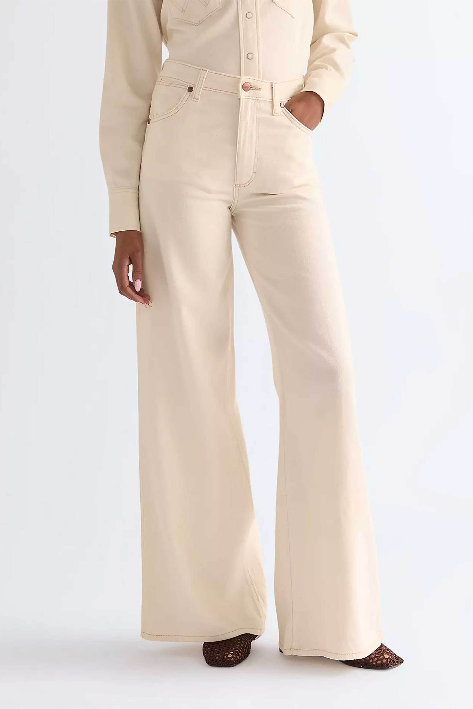 WRANGLER Wrangler® γυναικείο τζιν παντελόνι πεντάτσεπο Loose Fit "Canyon" - 112378438 Εκρού - 2