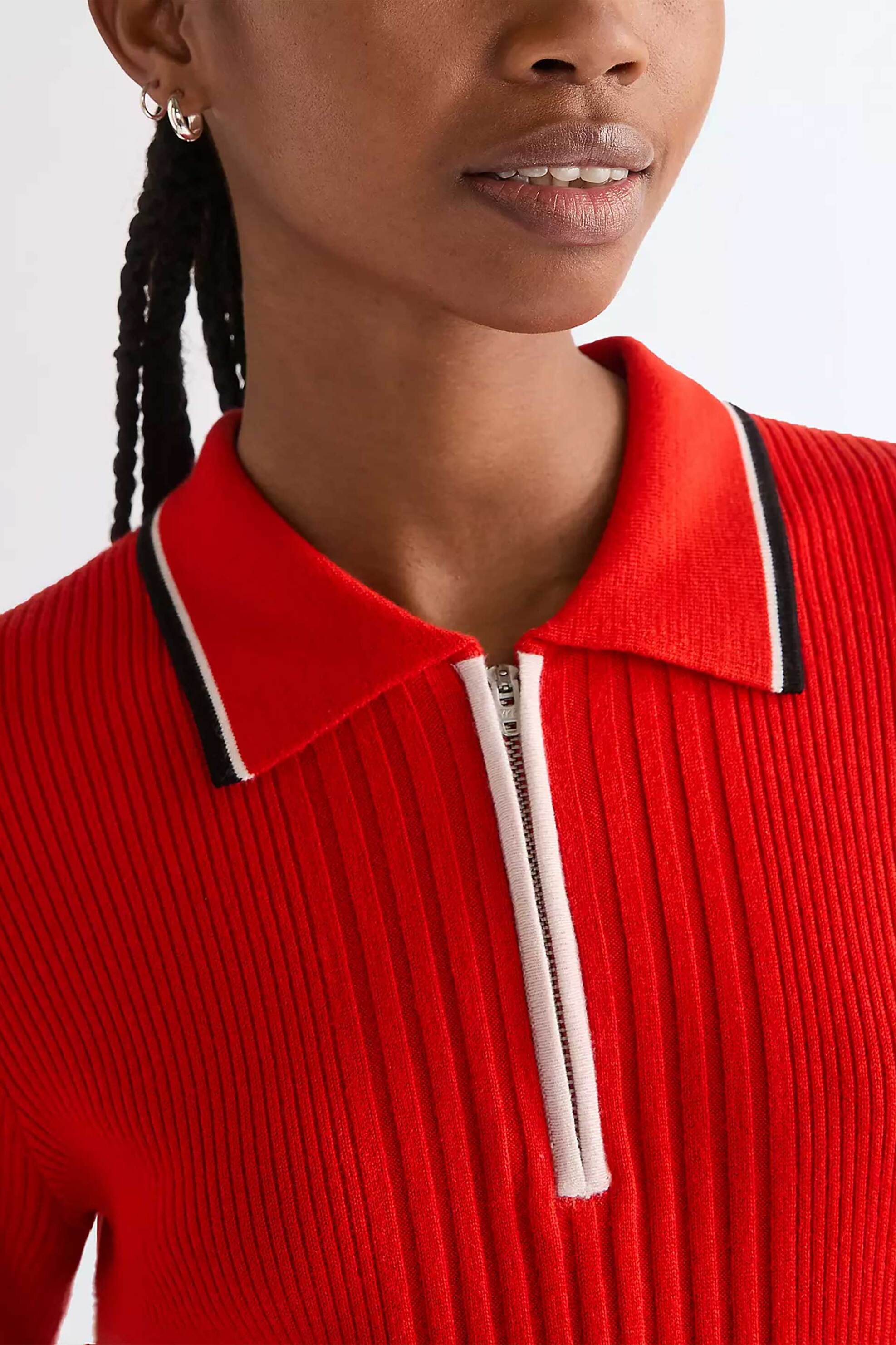 Wrangler® γυναικεία πλεκτή μπλούζα πόλο με 1/2 φερμουάρ Slim Fit - 112378398 Κόκκινο φωτογραφία