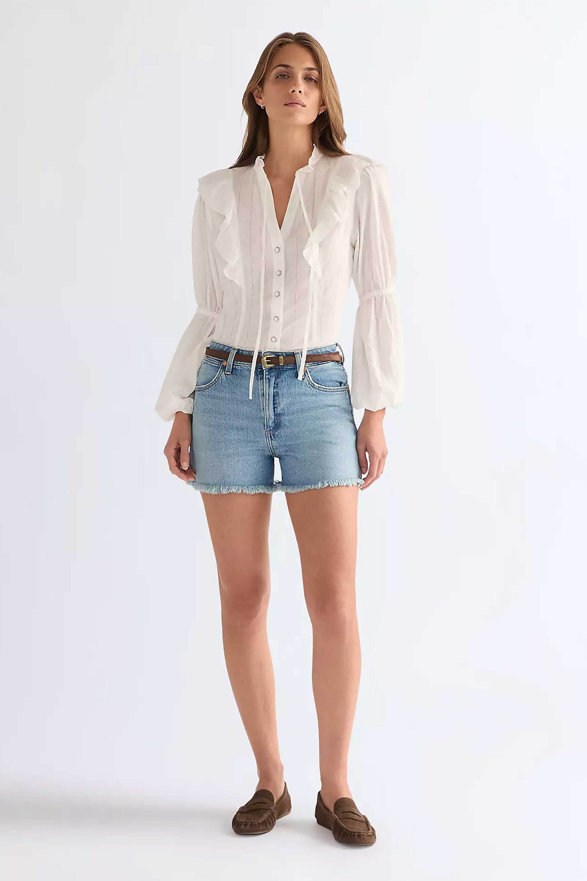 Wrangler® γυναικεία λεπτή δερμάτινη ζώνη με μεταλλική αγκράφα "Western" - 112378840 Καφέ