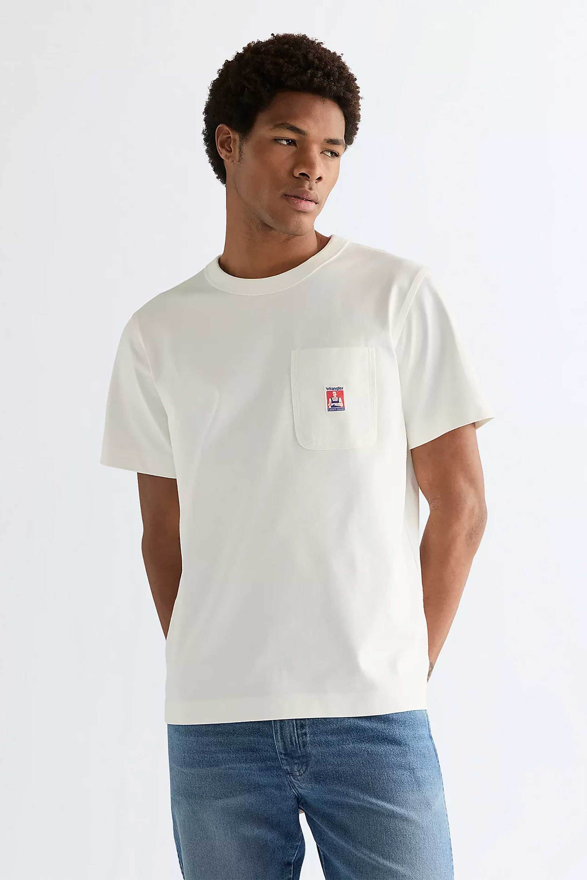 Wrangler® ανδρικό T-shirt με τσέπη και λογότυπο Relaxed Fit "Casey Jones" - 112371499 Λευκό