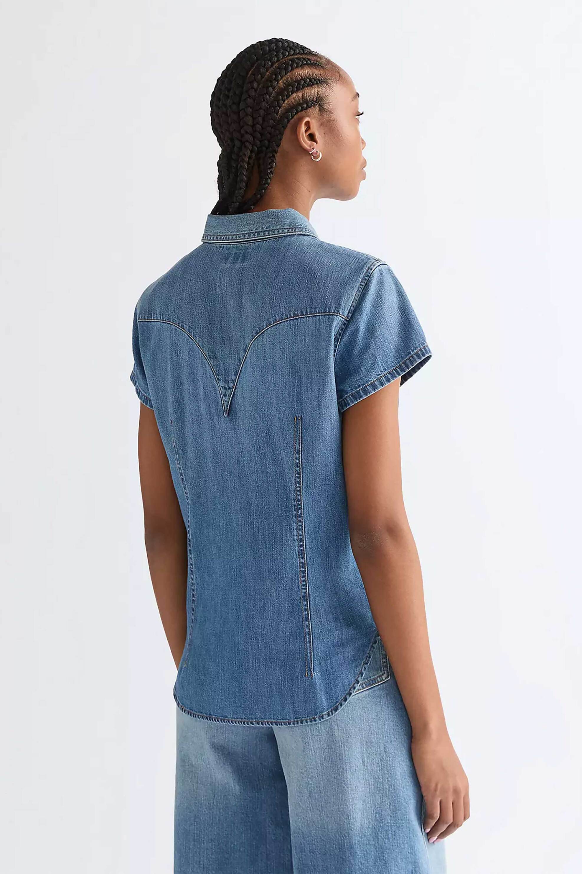 Wrangler Γυναικείο Denim Πουκάμισο Slim Fit Western - 112378113 Blue