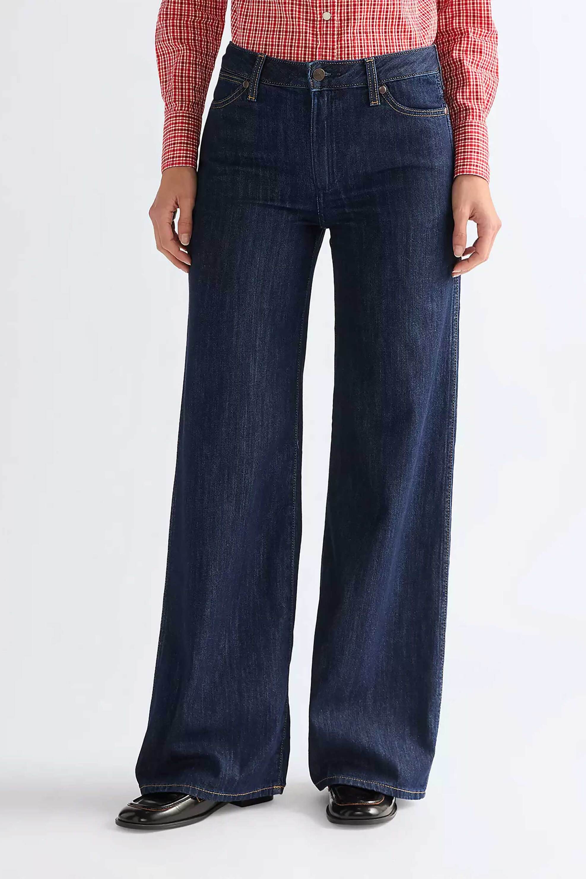 Wrangler® γυναικείο τζιν παντελόνι πεντάτσεπο Wide Leg - 112378172 Denim Blue Σκούρο