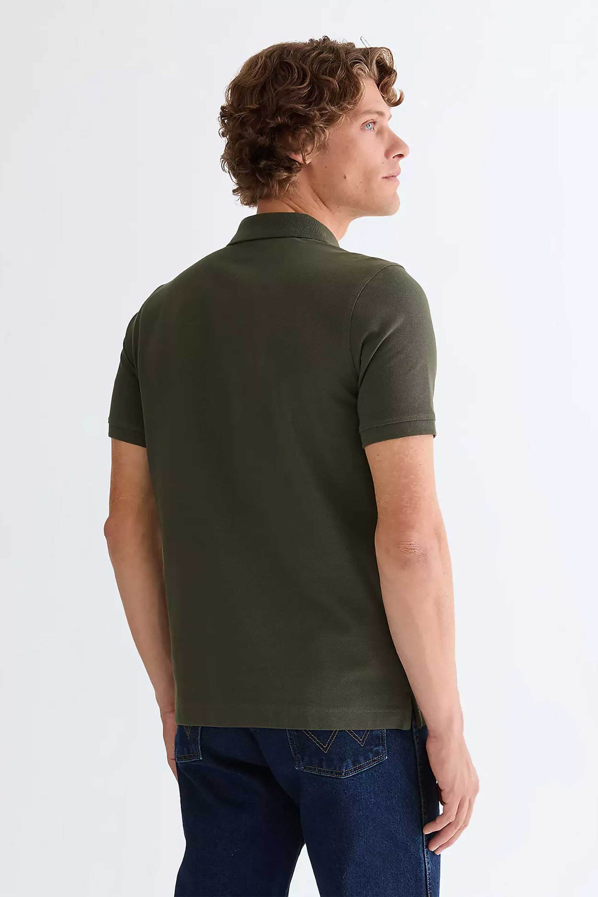 Wrangler Ανδρική Μπλούζα Πόλο με Λογότυπο Regular Fit - 112378000 Χακί