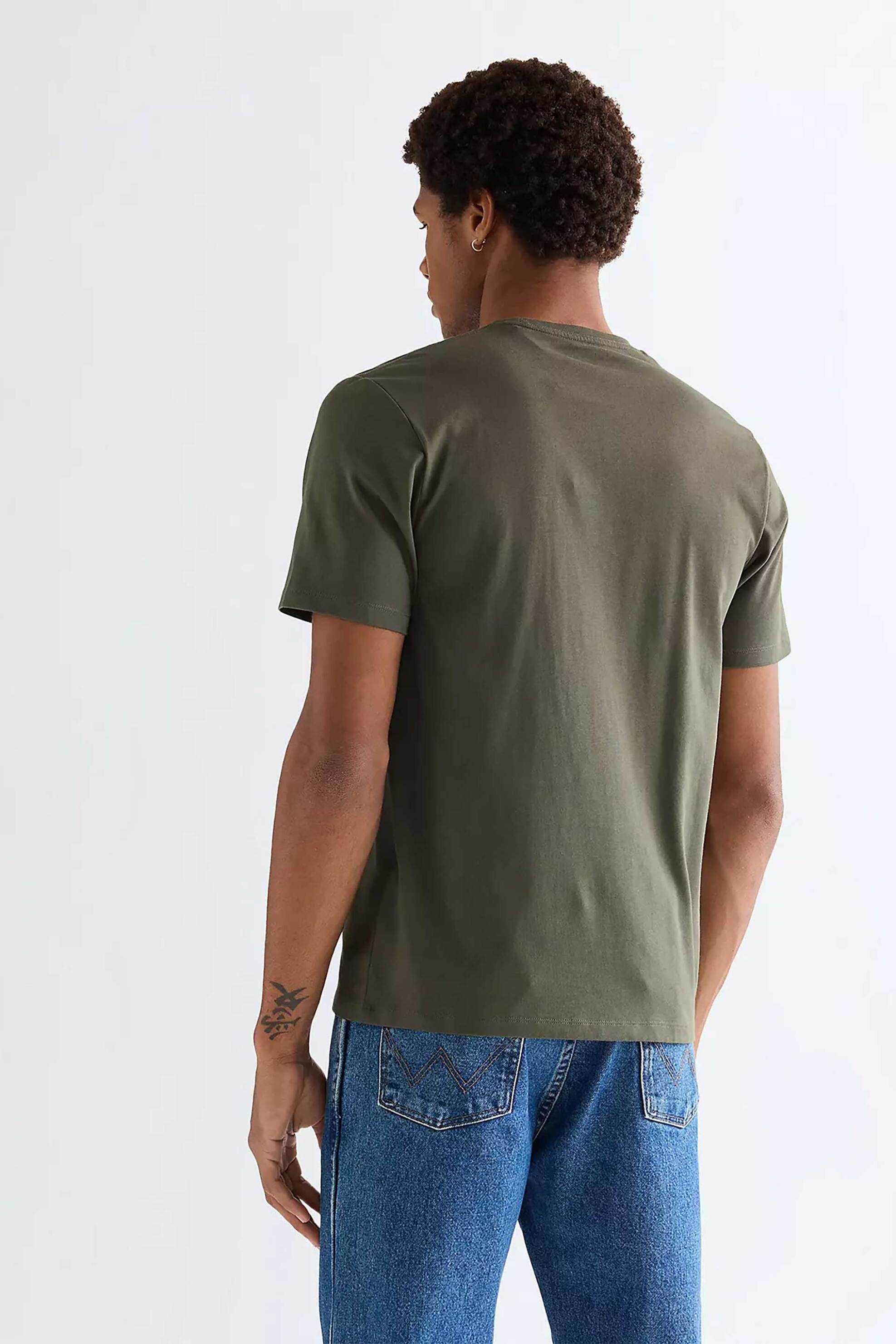 Wrangler Ανδρικό T-Shirt με Λογότυπο Regular Fit Sign Off - 112378011 Χακί