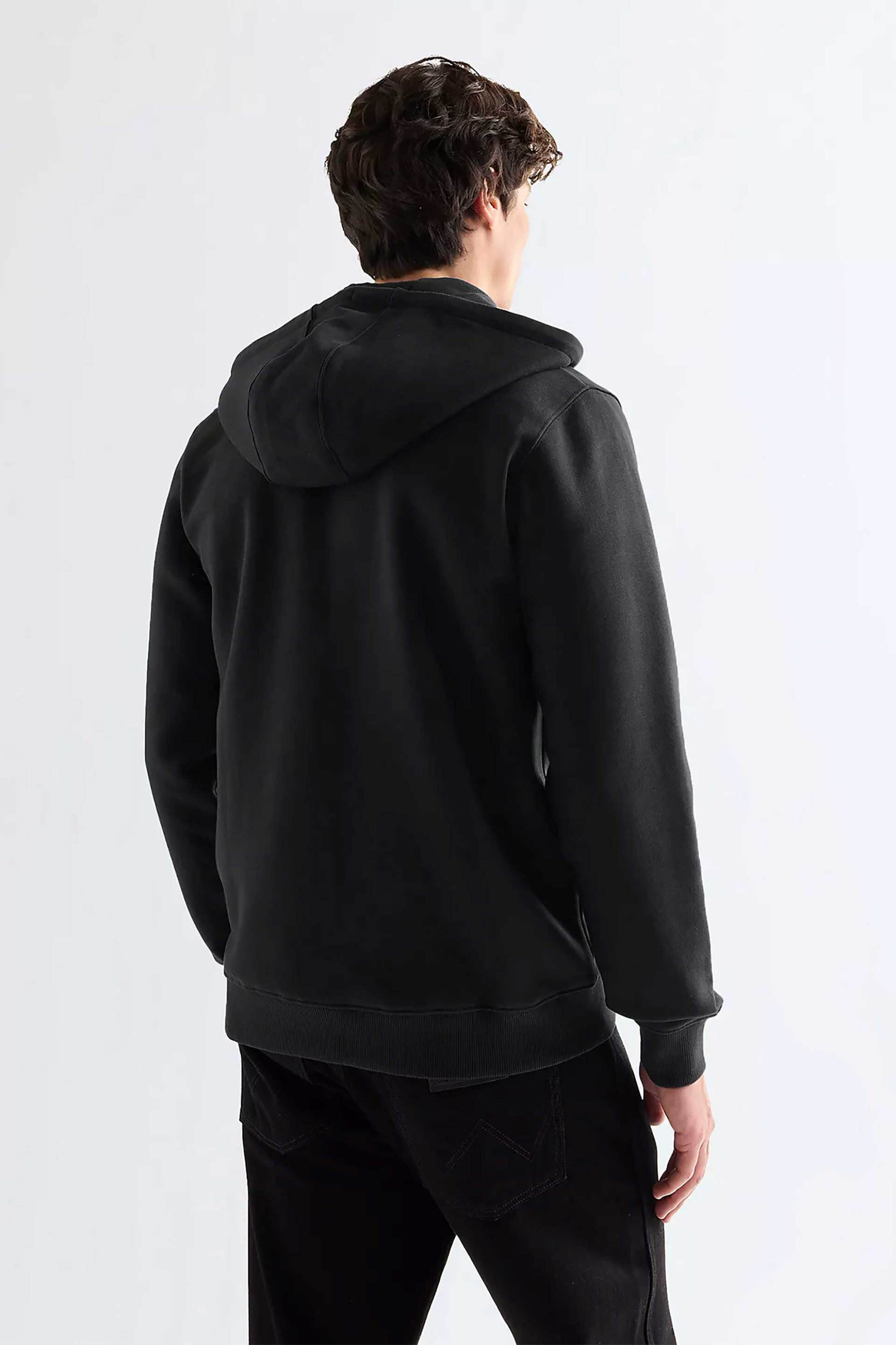 Wrangler Ανδρική Ζακέτα Φούτερ με Κουκούλα Και Print Regular Fit - 112378029 Μαύρο