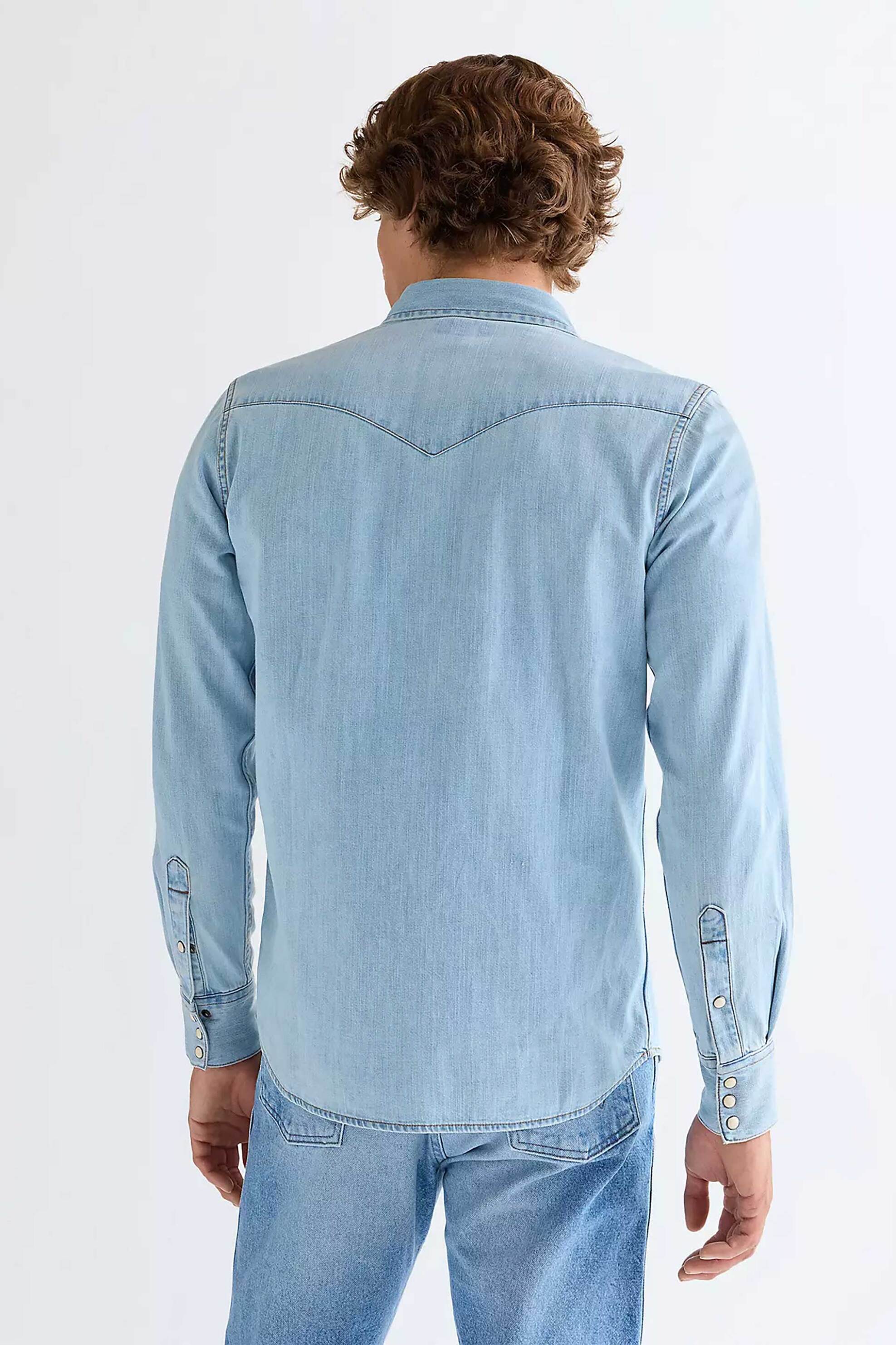 Wrangler Ανδρικό Denim Πουκάμισο Regular Fit Western - 112378126 Blue Ανοιχτό