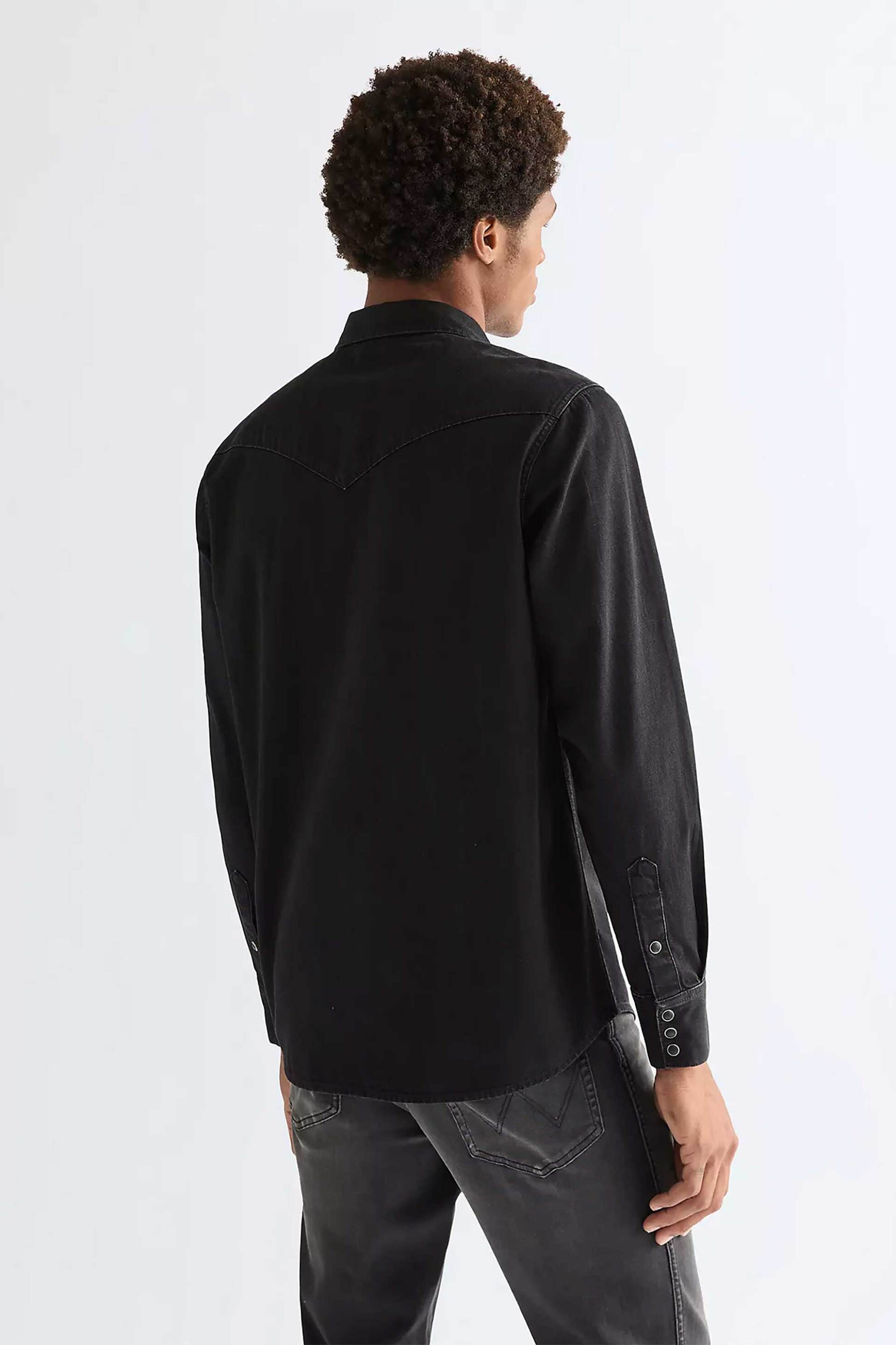 Wrangler Ανδρικό Denim Πουκάμισο Regular Fit Western - 112378427 Μαύρο