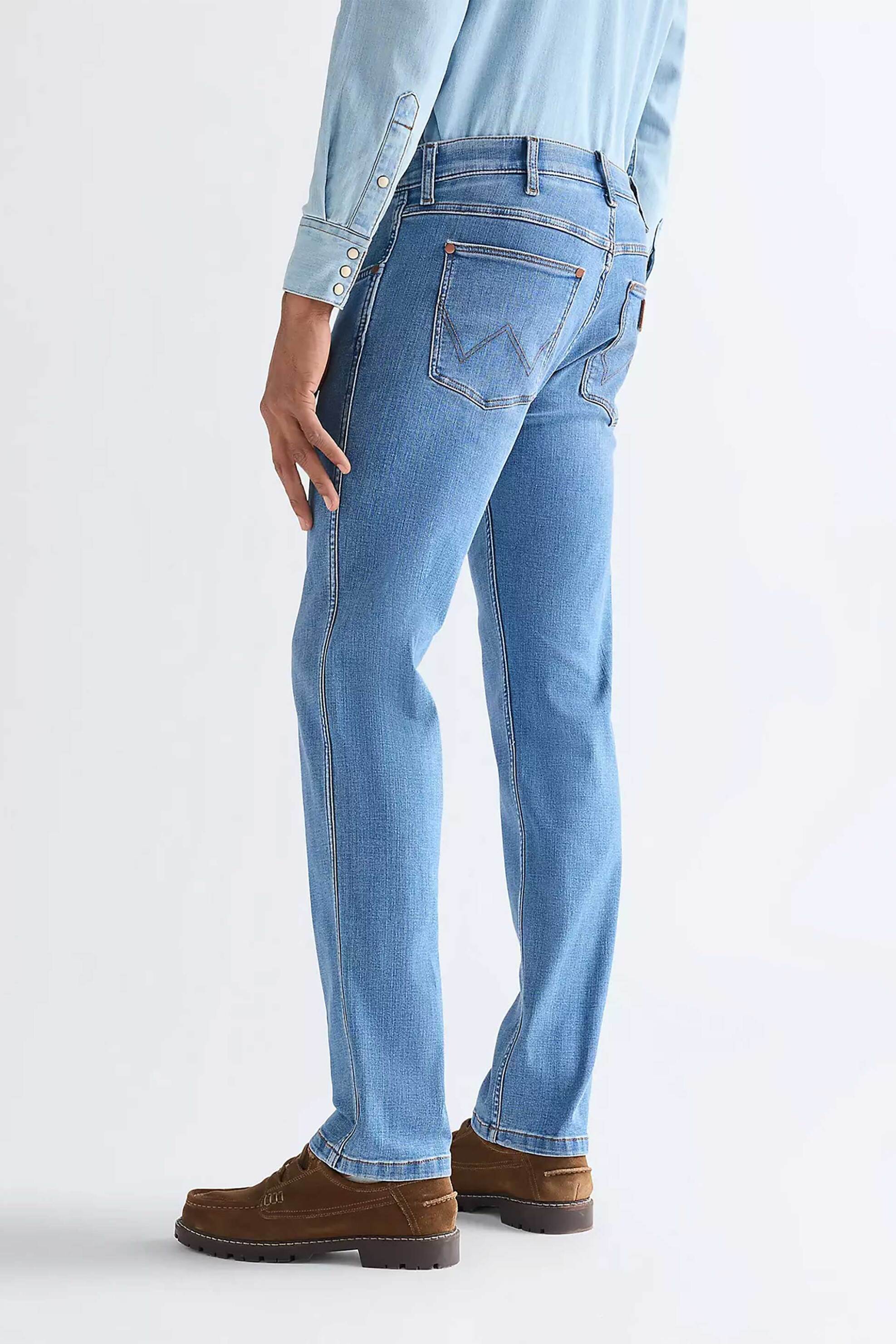 Wrangler Ανδρικό Τζιν Παντελόνι Πεντάτσεπο Straight Fit Greensboro - 112377761 Denim Blue
