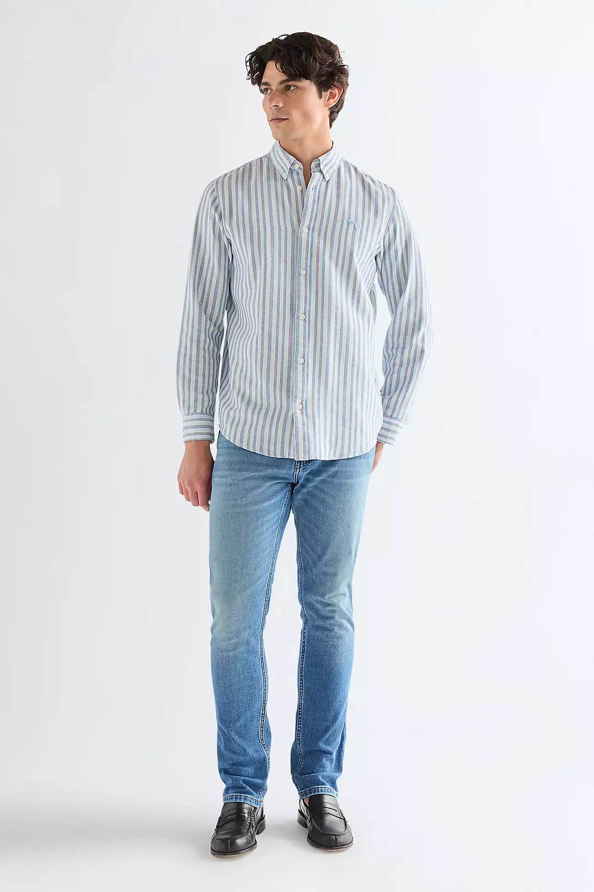 Wrangler® ανδρικό τζιν παντελόνι πεντάτσεπο Straight Fit "Greensboro" - 112377801 Denim Blue