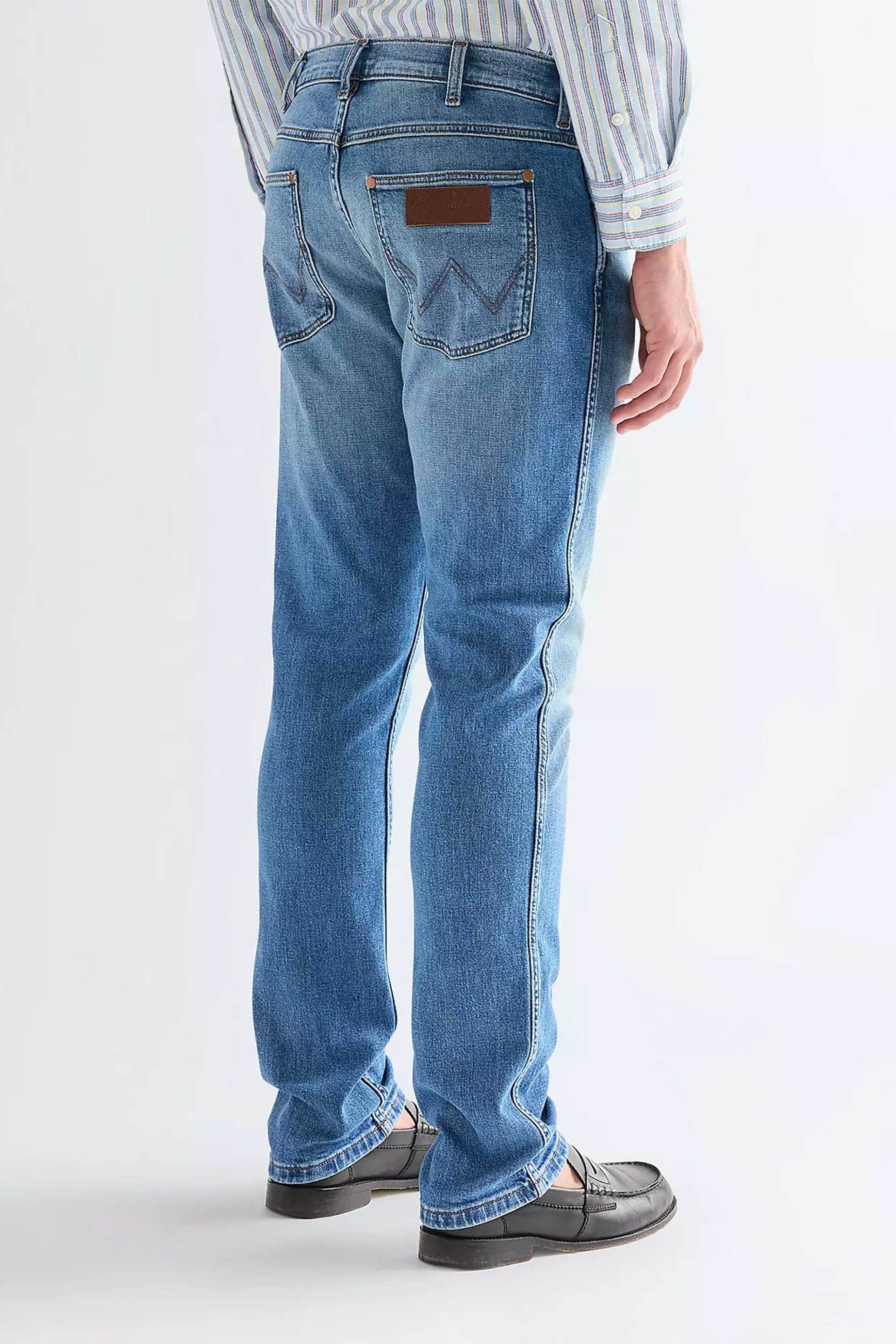 Wrangler Ανδρικό Τζιν Παντελόνι Πεντάτσεπο Straight Fit Greensboro - 112377801 Denim Blue