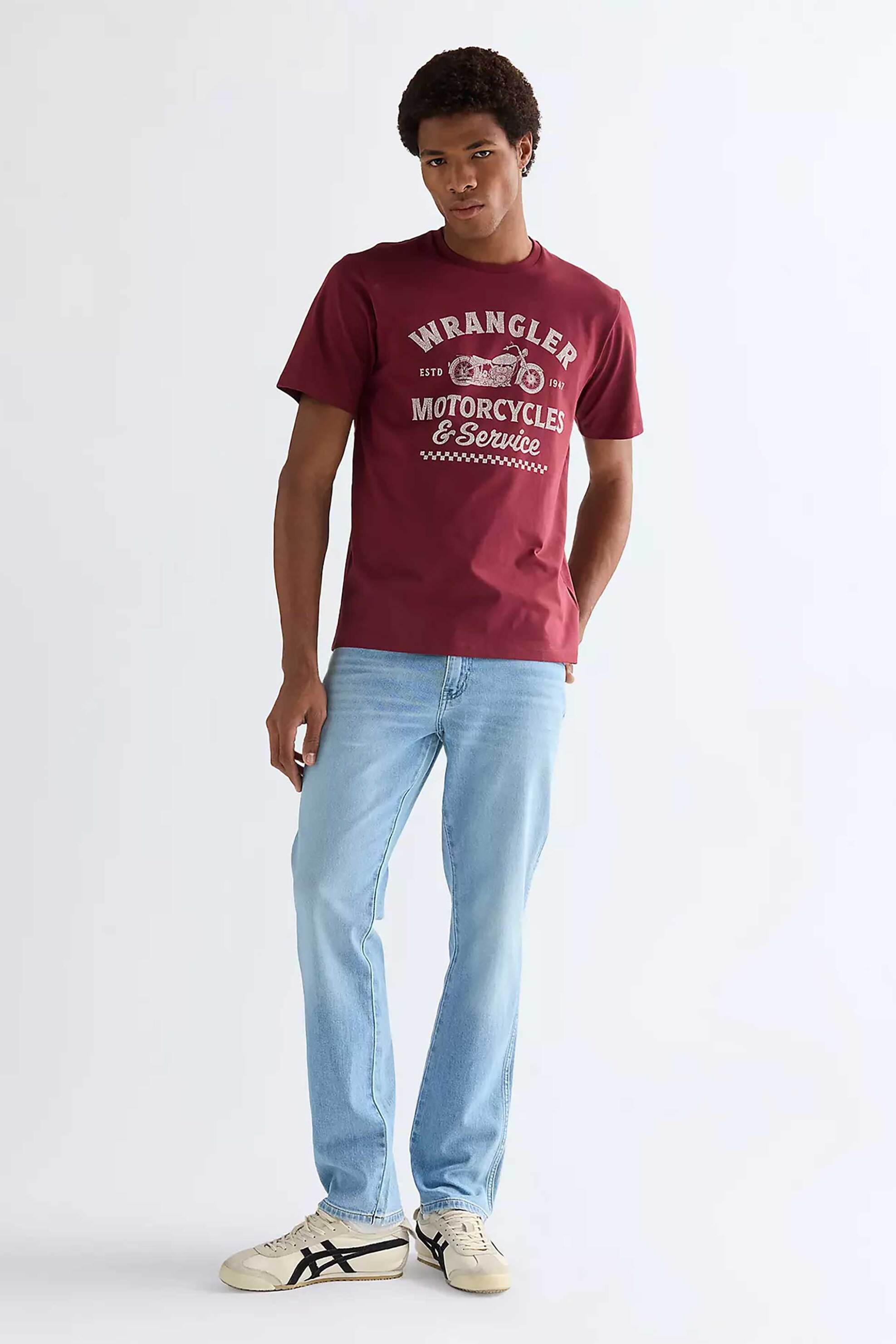 Wrangler® ανδρικό τζιν παντελόνι πεντάτσεπο Slim Fit "Texas" - 112377809 Denim Blue Ανοιχτό