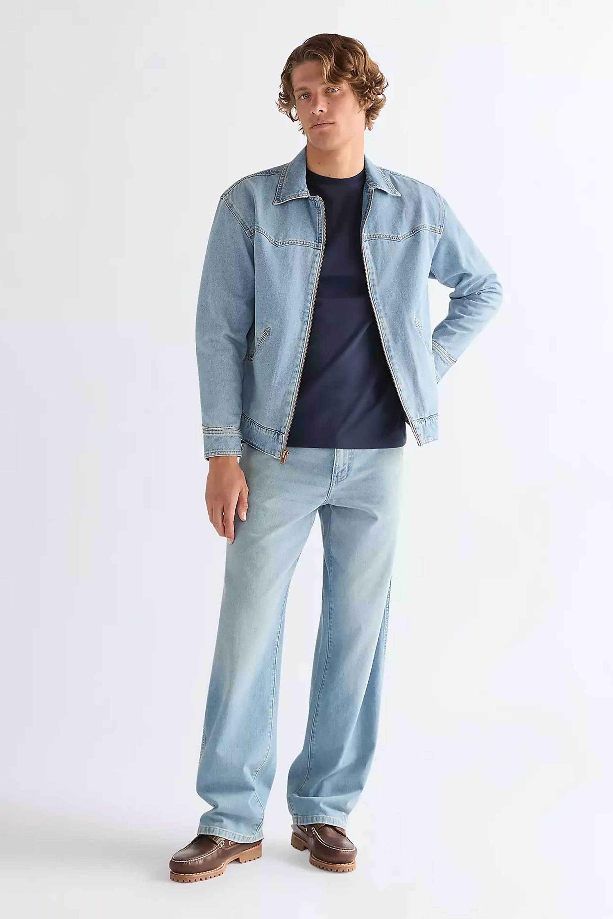 Wrangler® ανδρικό τζιν παντελόνι πεντάτσεπο Loose Straight Fit - 112377842 Denim Blue Ανοιχτό
