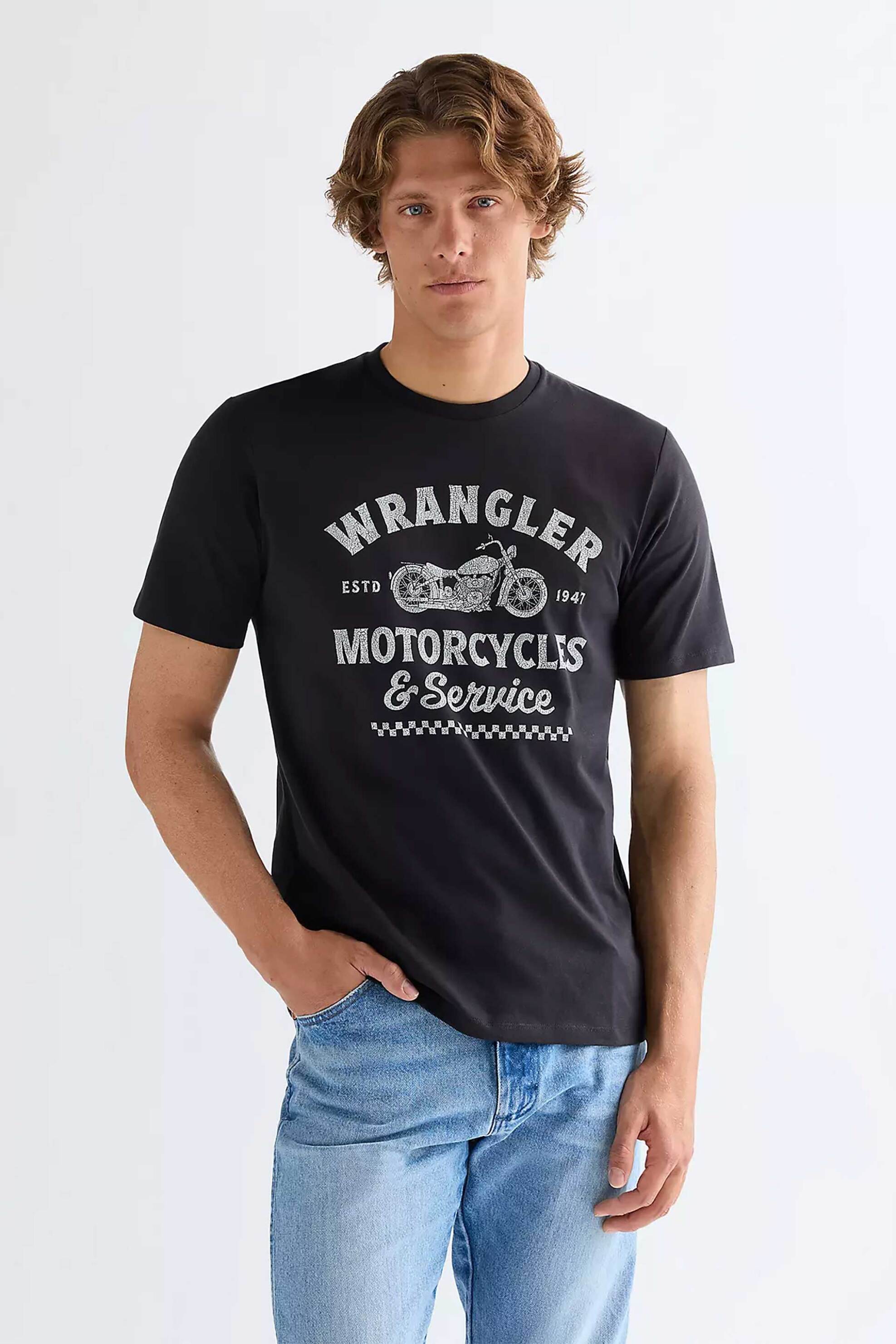 Wrangler® ανδρικό T-shirt με print Regular Fit "Americana" - 112377950 Μαύρο