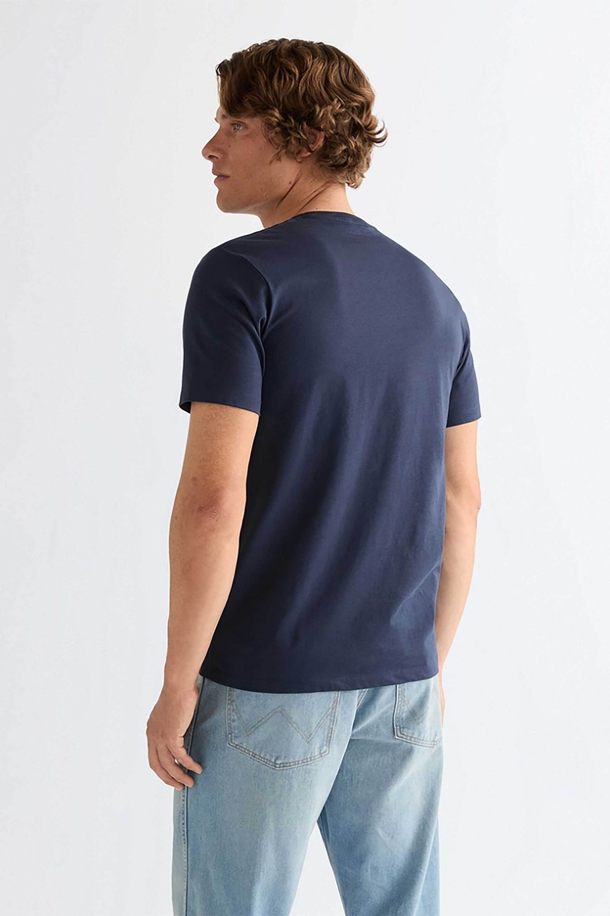 Wrangler Ανδρικό T-Shirt με Κέντημα Regular Fit - 112377986 Μπλε Σκούρο