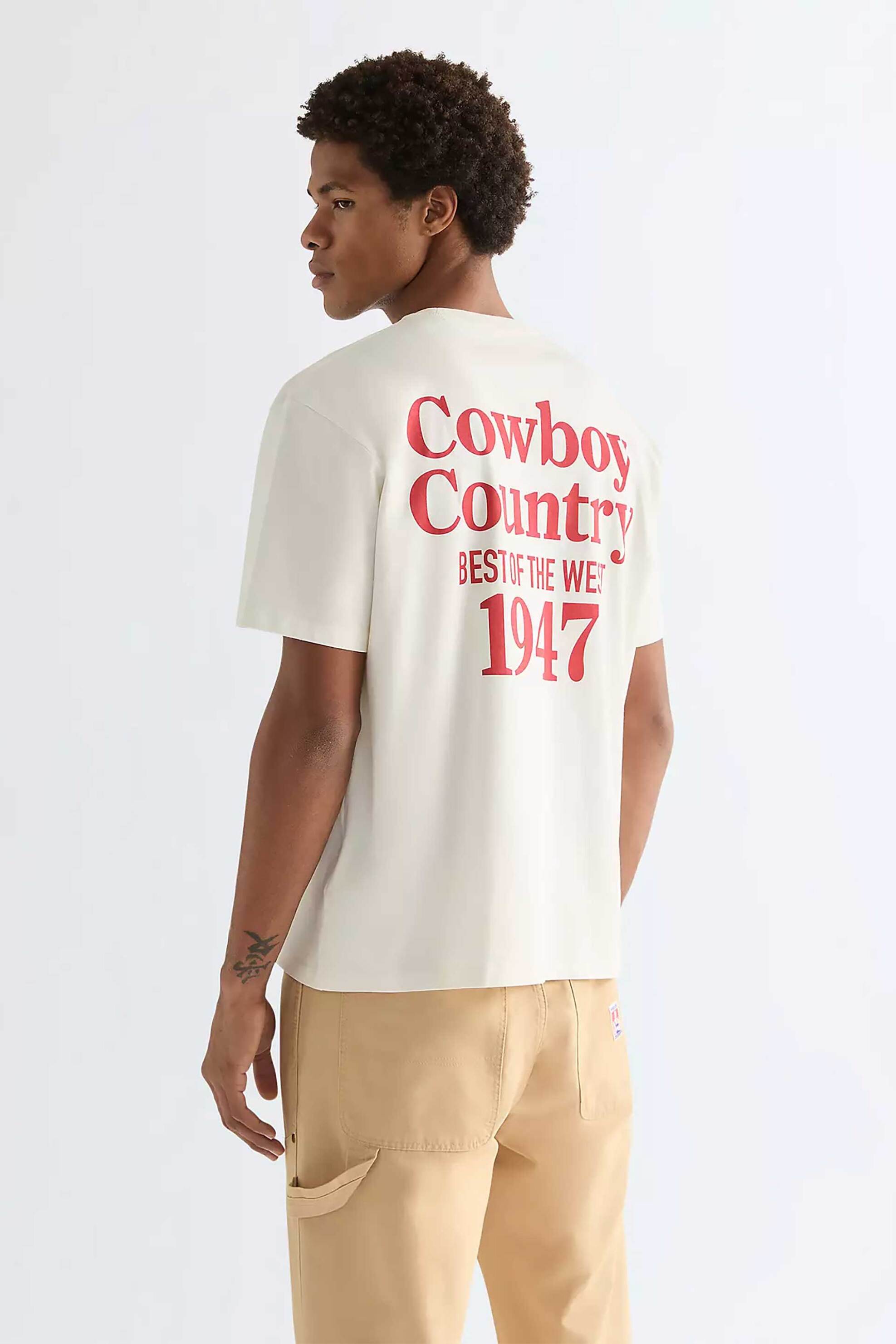 Wrangler Ανδρικό T-Shirt με Lettering Boxy Fit Vintage - 112378016 Λευκό