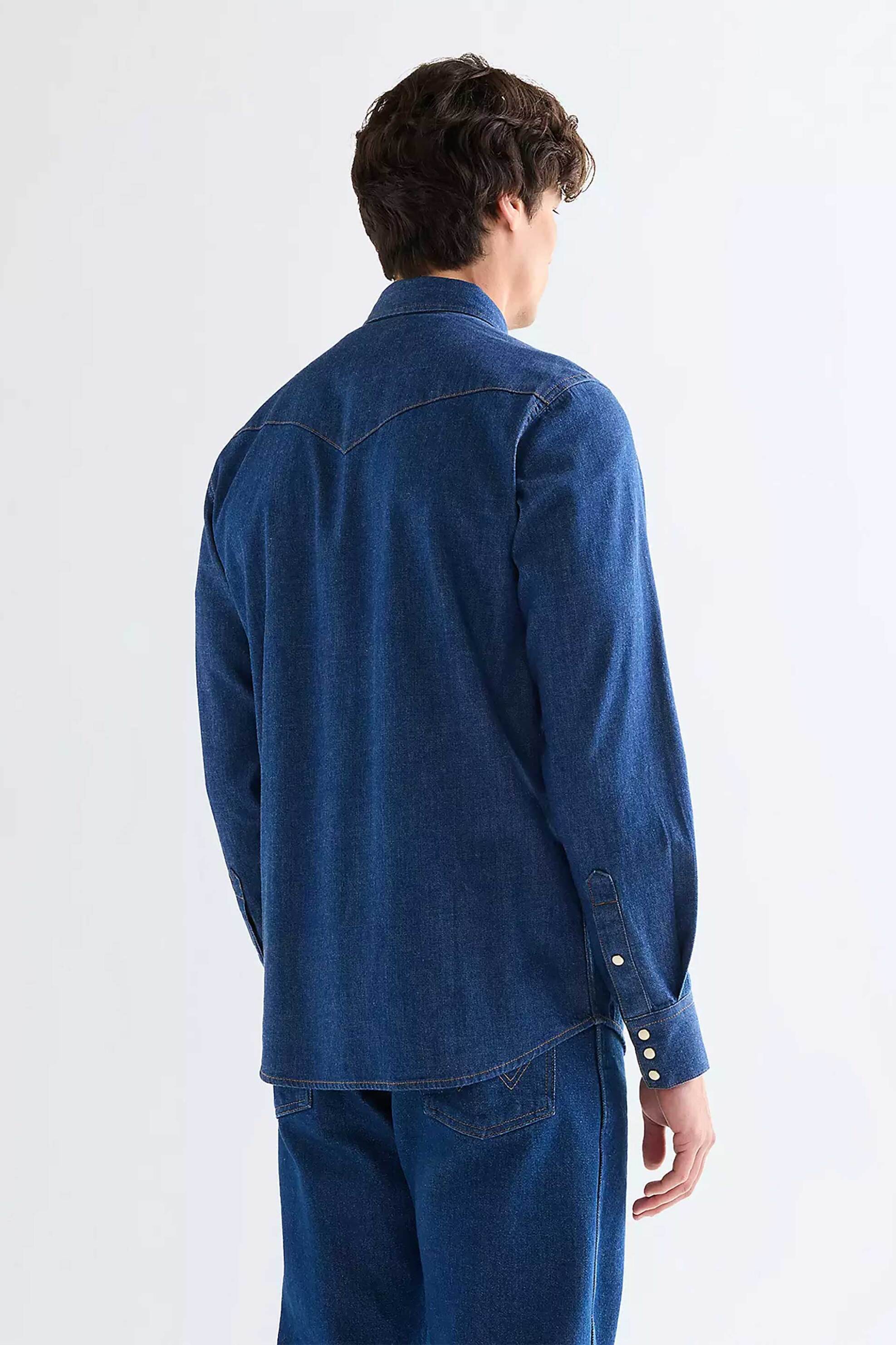Wrangler Ανδρικό Denim Πουκάμισο Regular Fit Western - 112378124 Blue