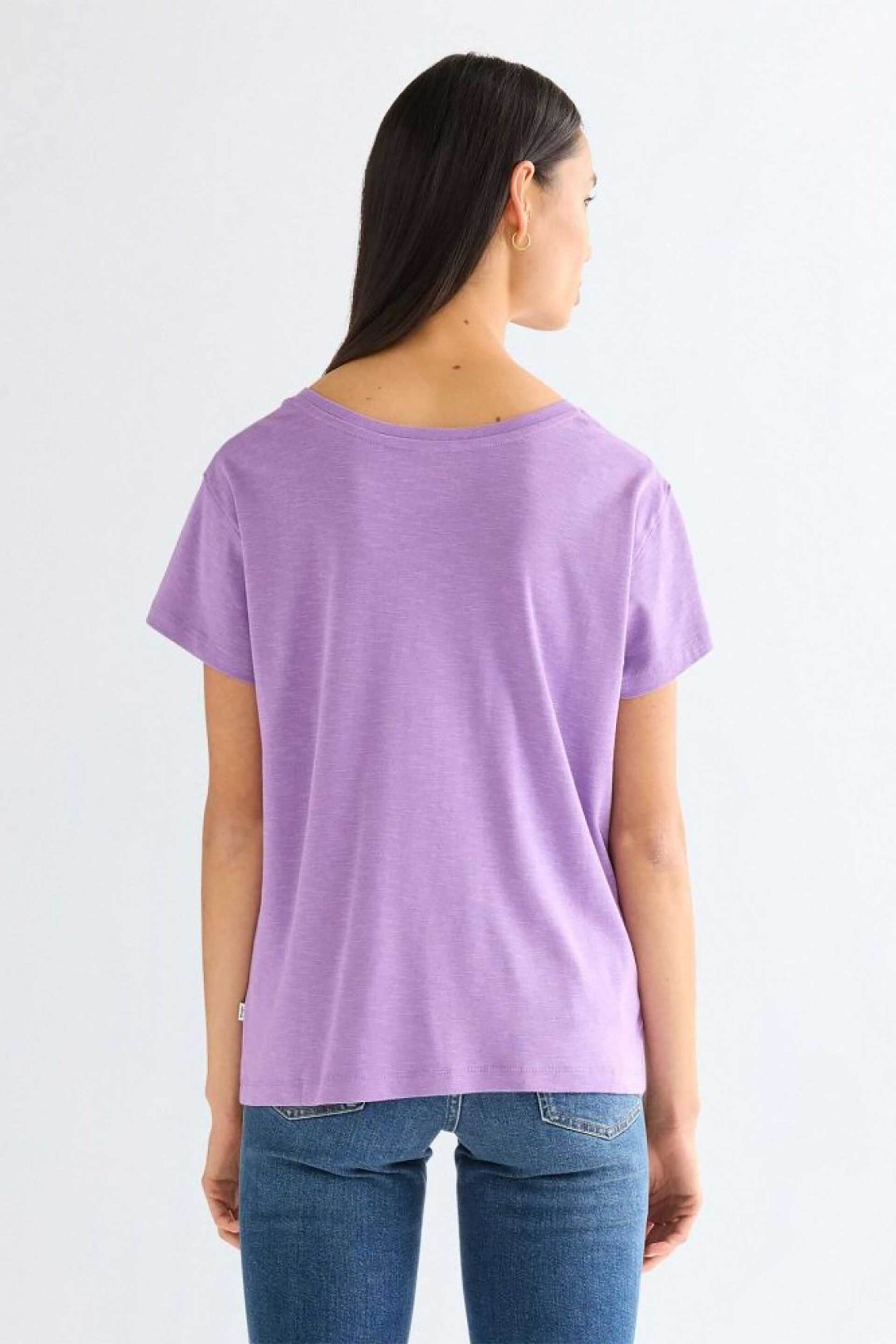 Wrangler Γυναικείο T-Shirt με V Regular Fit Easy - 112378068 Λιλά