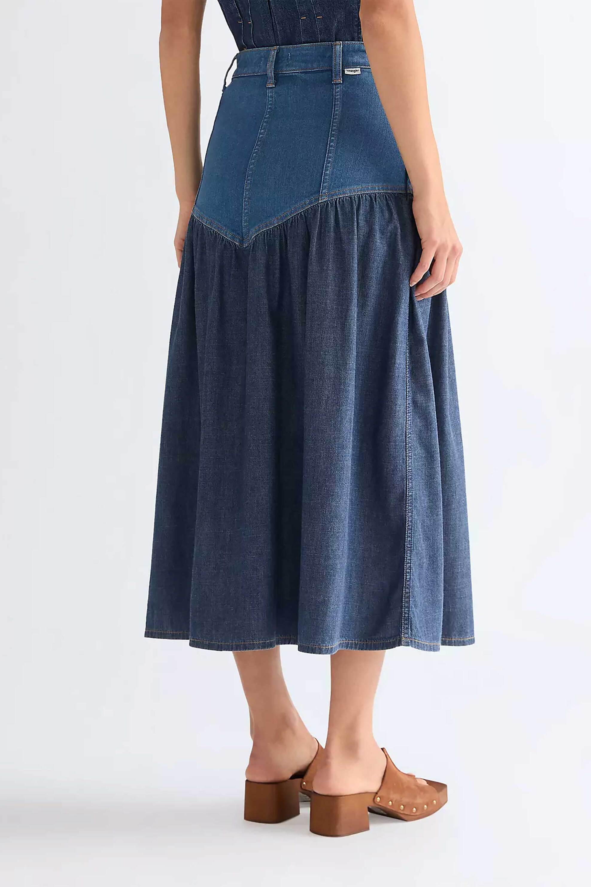 Wrangler Γυναικεία Denim Midi Φούστα Regular Fit Basque - 112378222 Blue