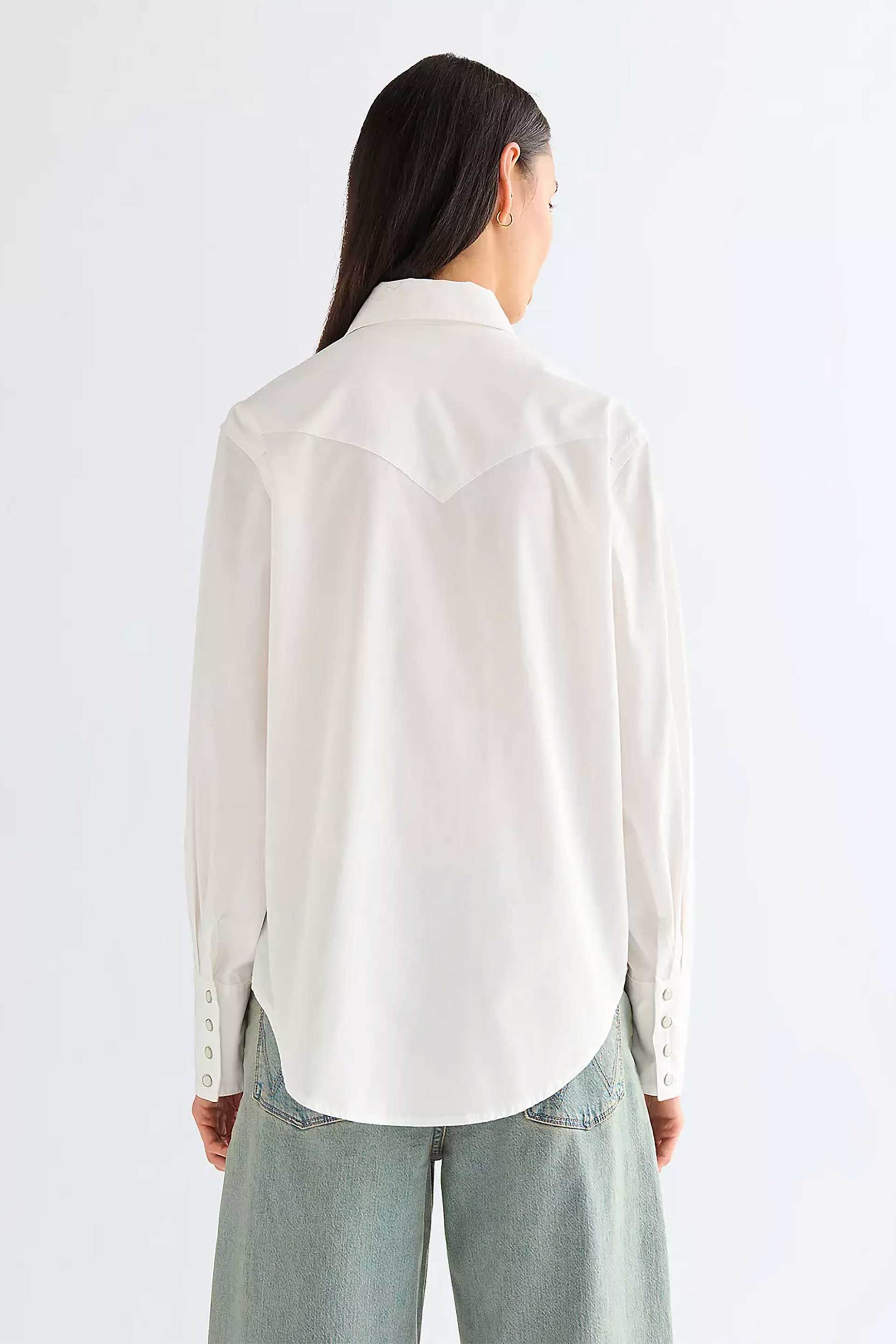 Wrangler Γυναικείο Πουκάμισο με Μεγάλο Γιακά Regular Fit Drama - 112378112 Λευκό