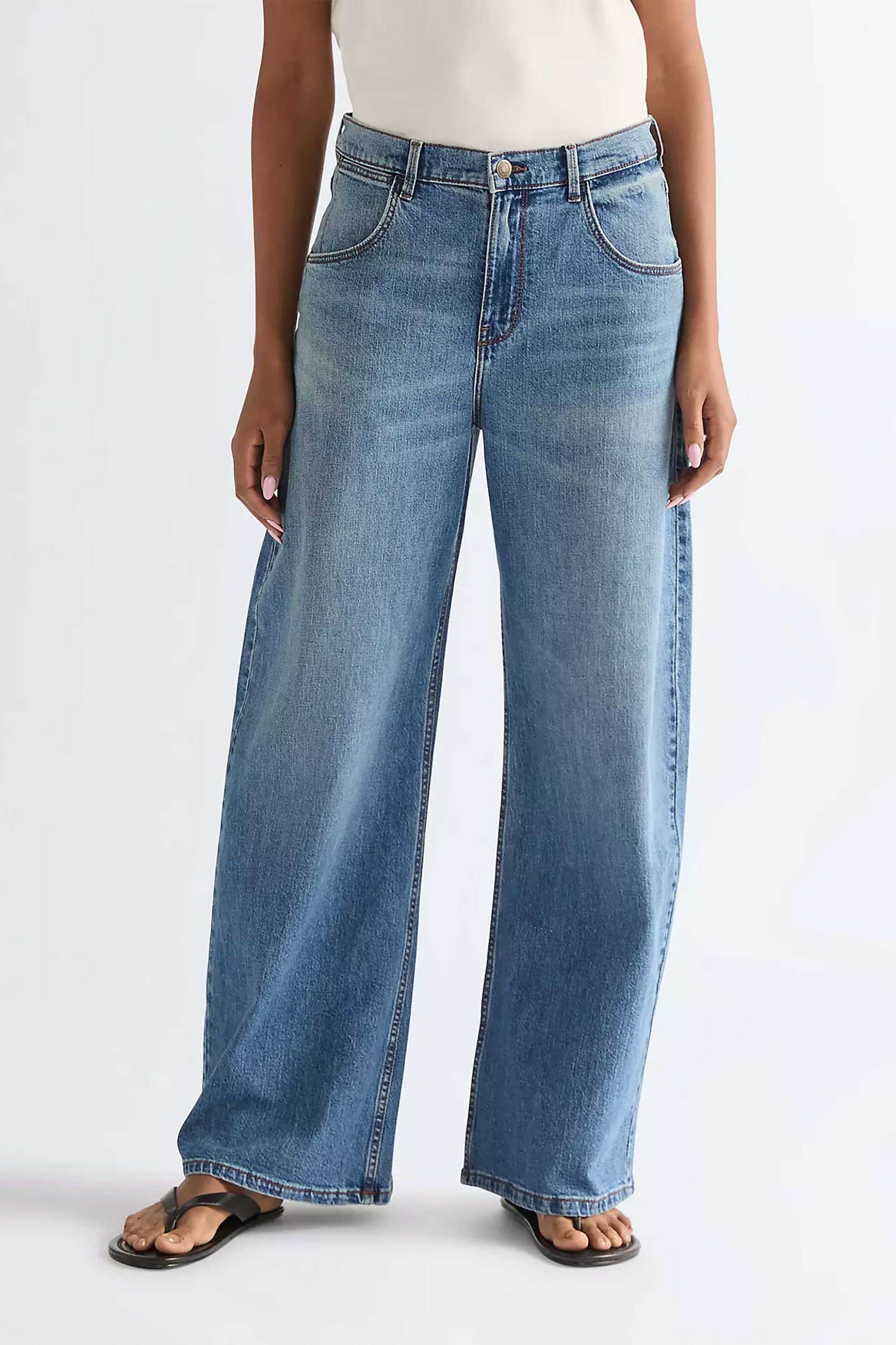 Wrangler® γυναικείο τζιν παντελόνι low rise πεντάτσεπο Loose Ultra Barrel Fit - 112379736 Denim Blue