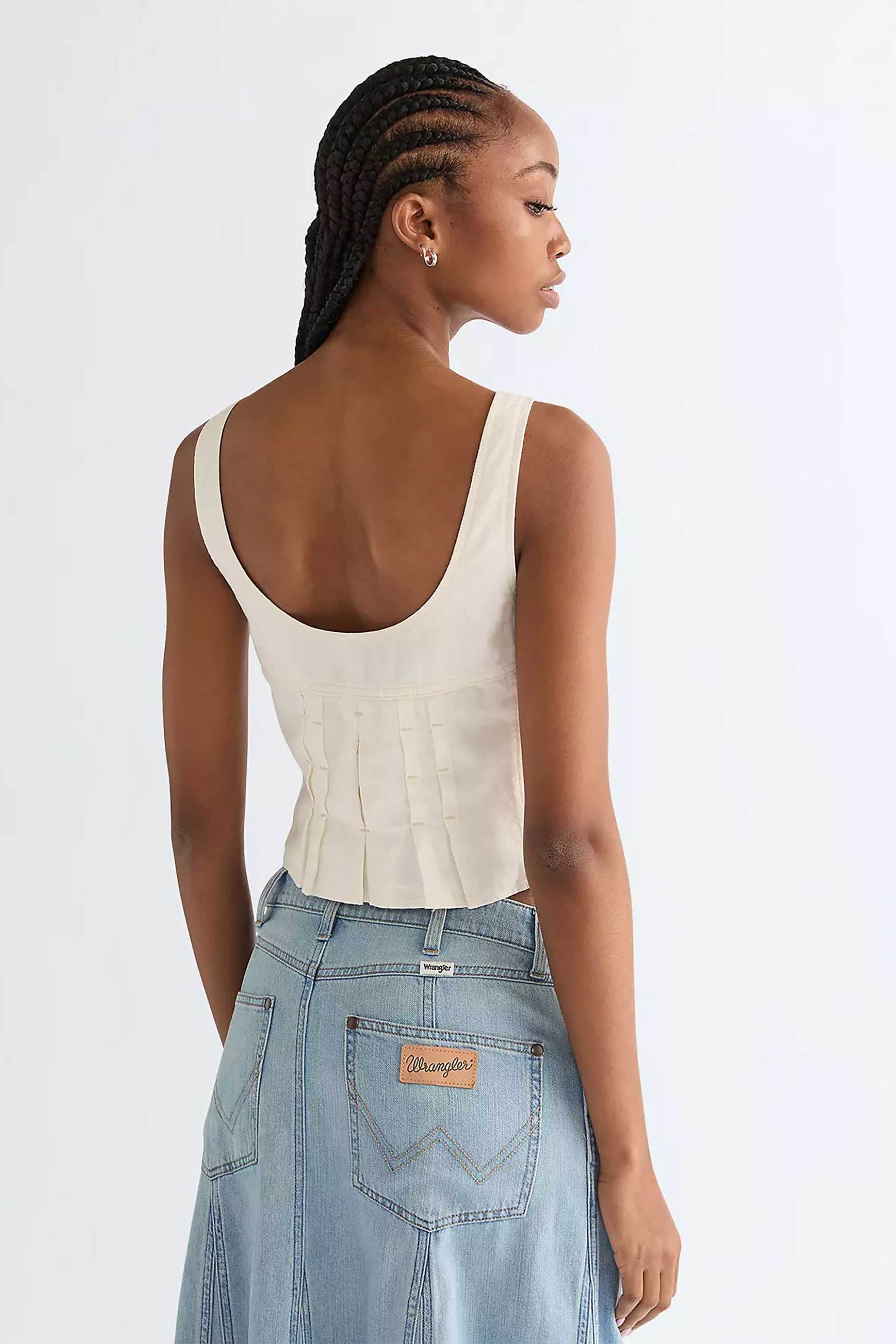 Wrangler Γυναικεία Μπλούζα Αμάνικη με Σούρες Slim Fit - 112378135 Λευκό