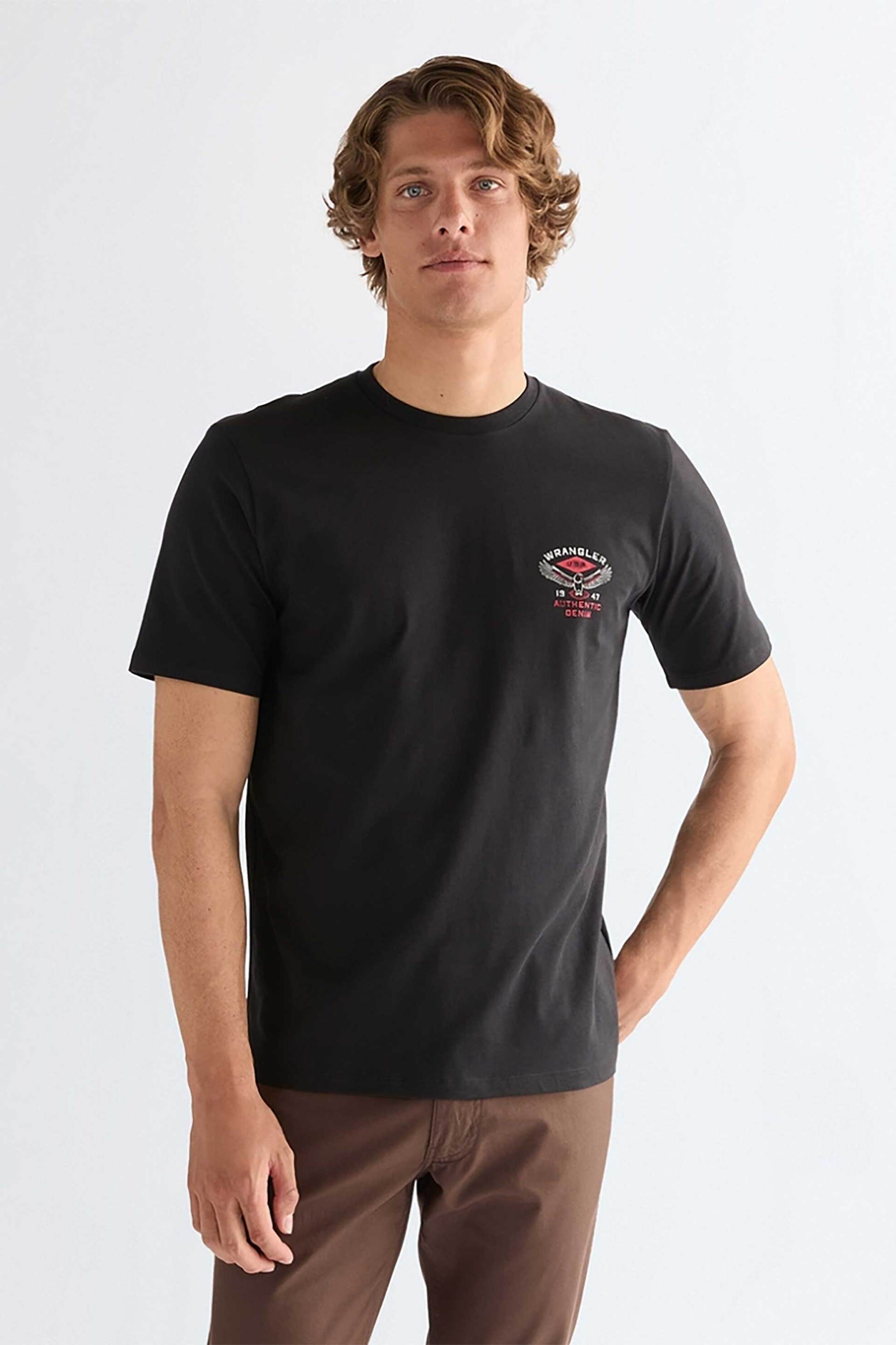 Wrangler® ανδρικό T-shirt με print Regular Fit "Small Americana" - 112377982 Μαύρο