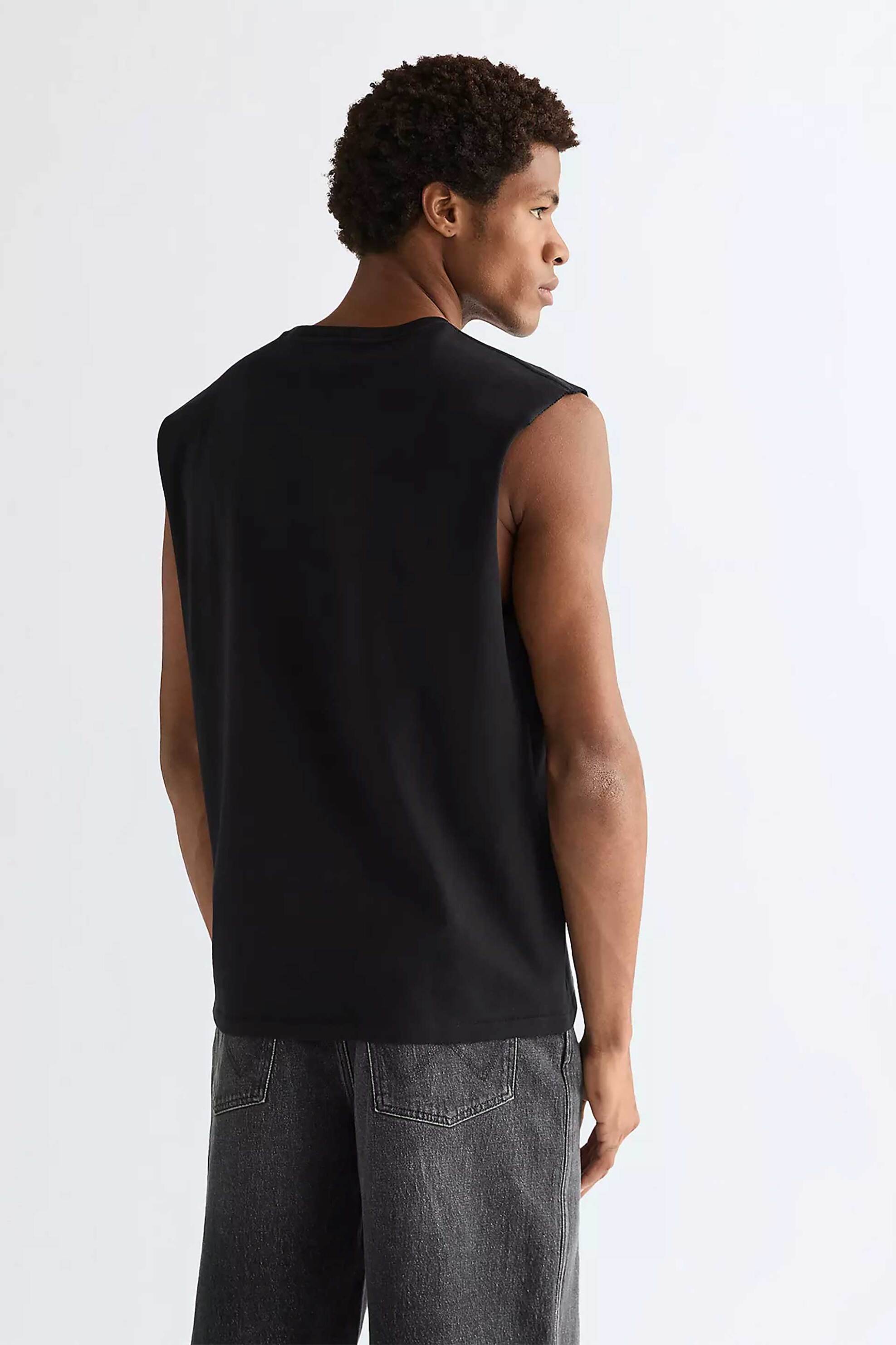 Wrangler Ανδρική Αμάνικη Μπλούζα με Graphic Print Relaxed Fit - 112377993 Μαύρο