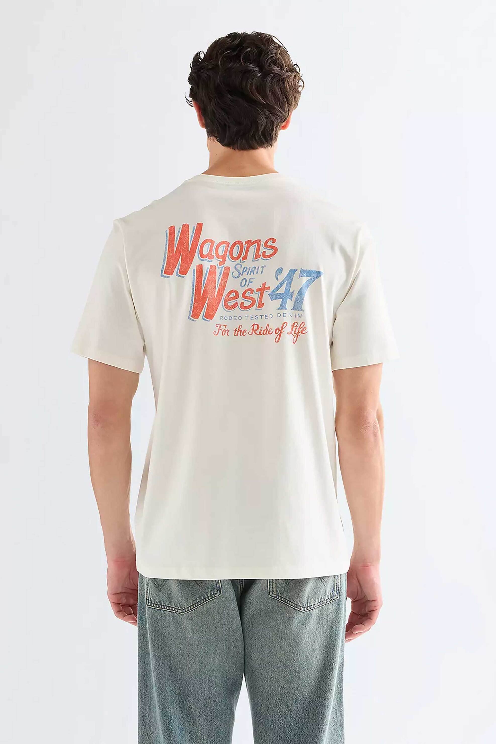 Wrangler Ανδρικό T-Shirt με Graphic Print Relaxed Fit - 112377994 Λευκό
