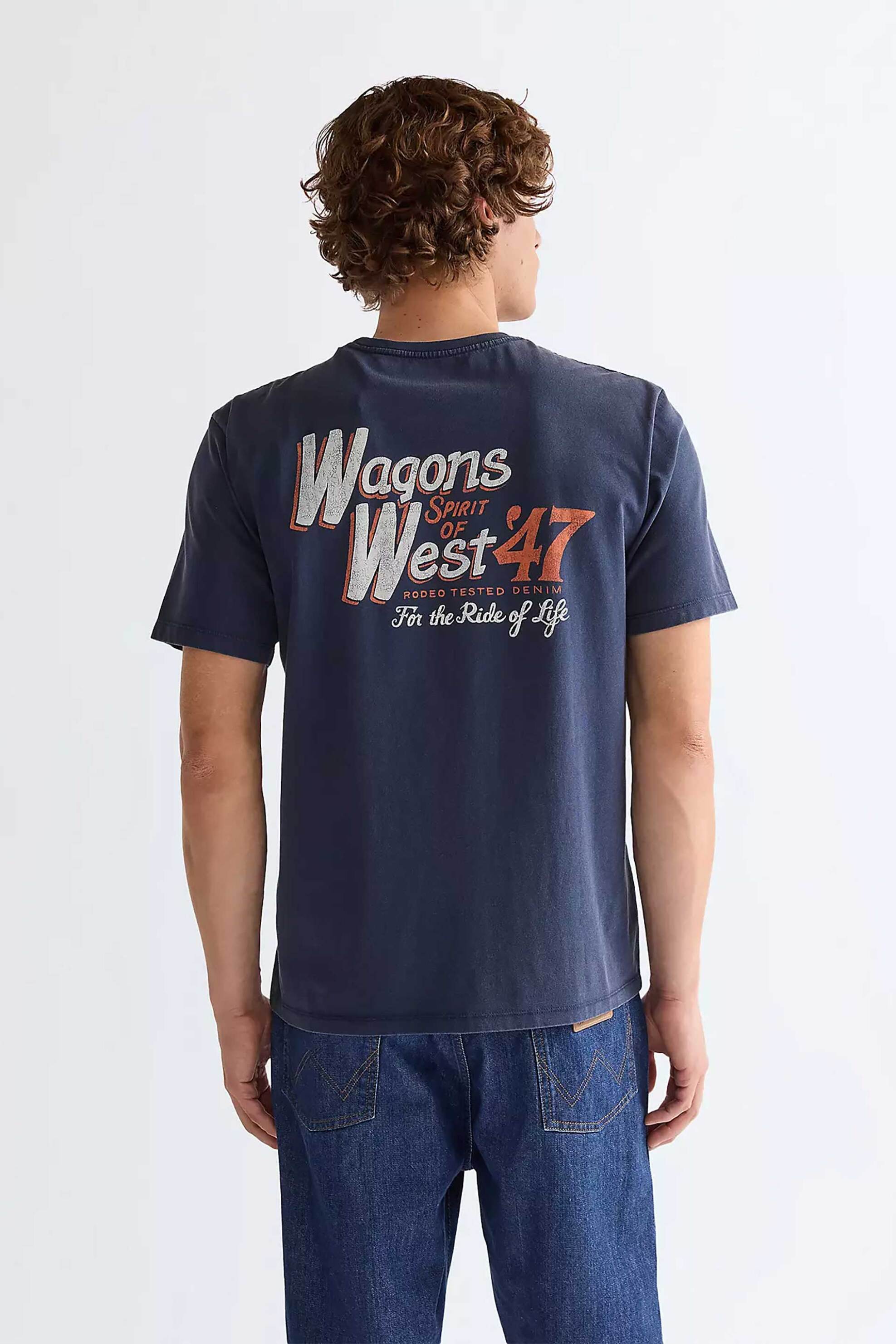 Wrangler Ανδρικό T-Shirt με Graphic Print Relaxed Fit - 112377995 Μπλε Σκούρο