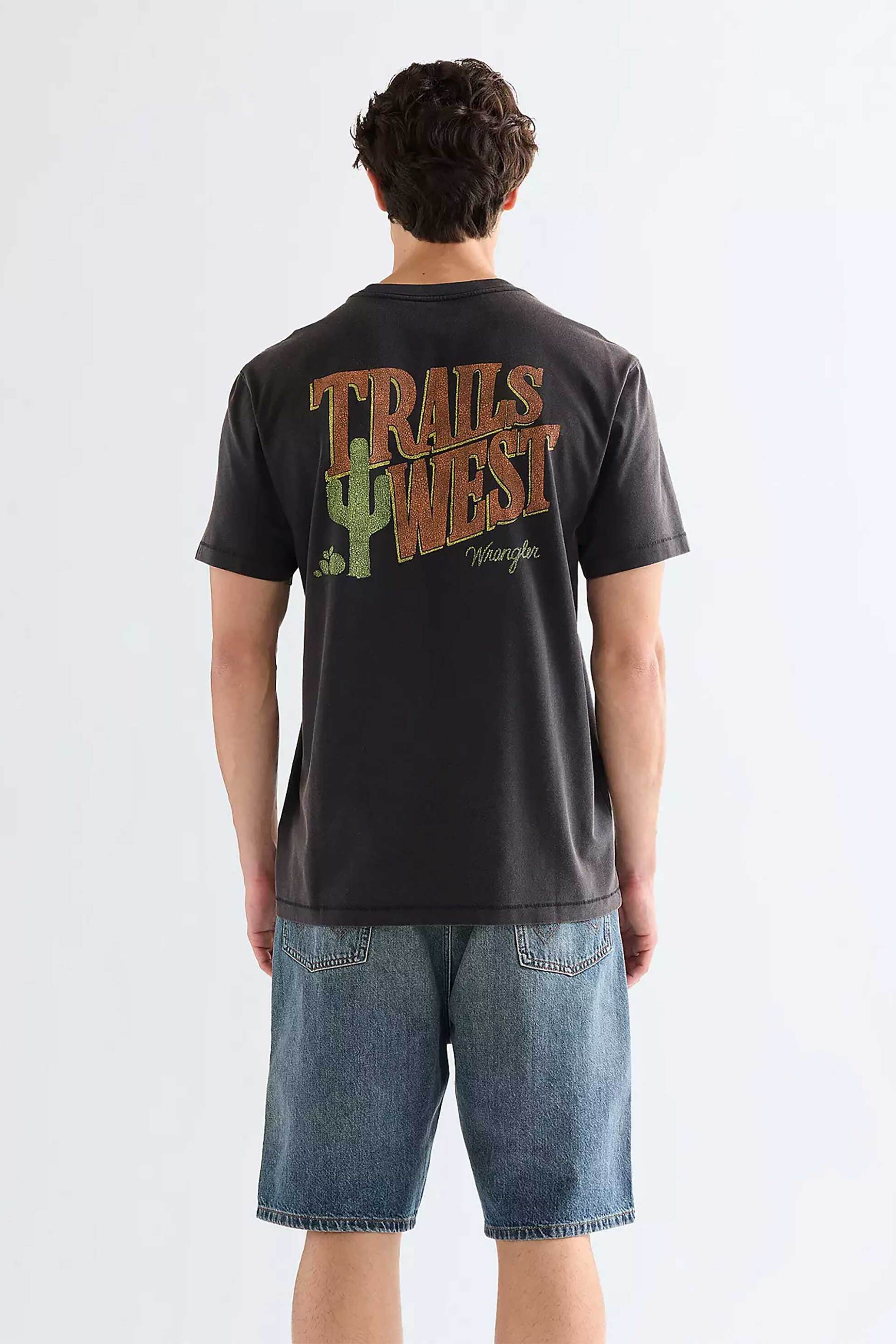 Wrangler Ανδρικό T-Shirt με Graphic Print Relaxed Fit - 112378003 Μαύρο